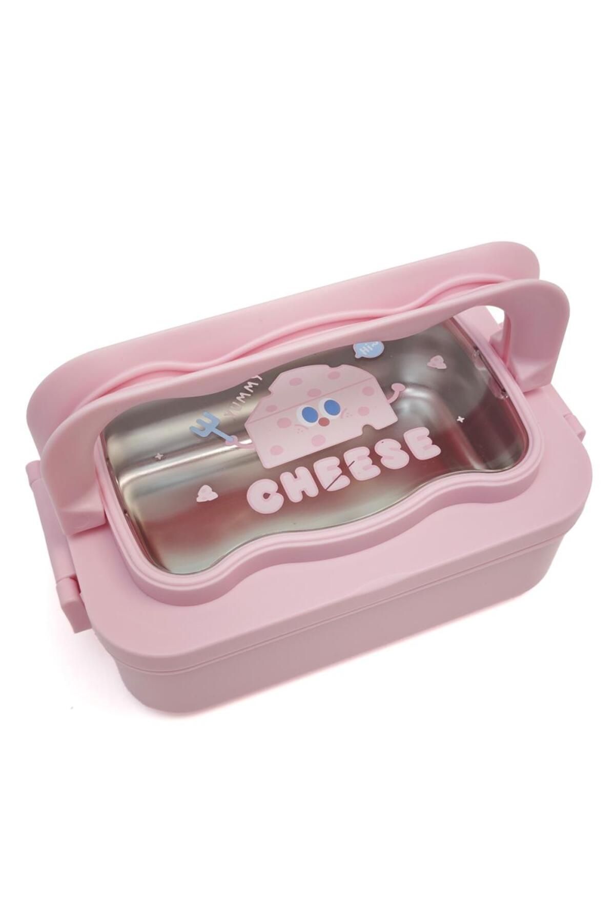 DNS-Stainless steel lunch box for school, 1 compartment, lid with handle, 750 ml, pink ML-6336 4