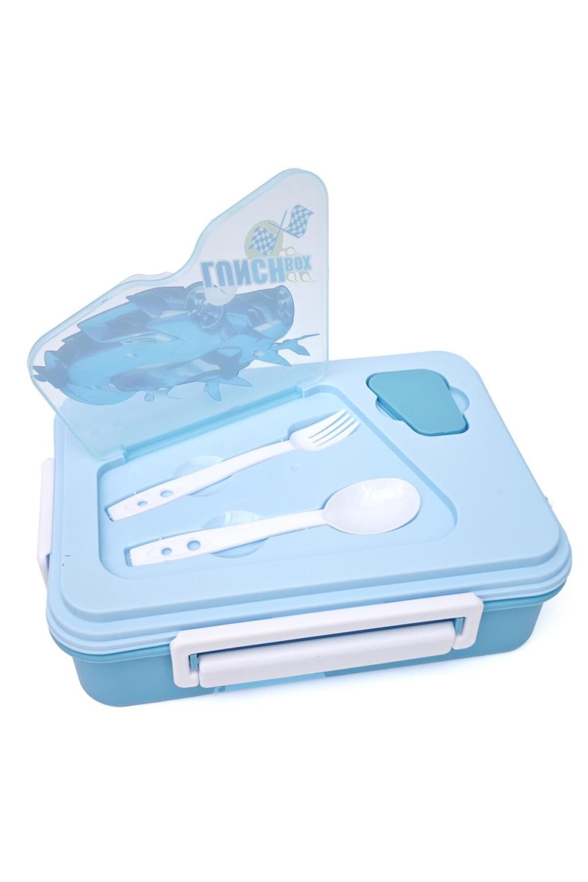 DNS-Caserola mare compartimentata pentru pranz copii, capac flip, 1100 ml, albastru YSY3026-1 3