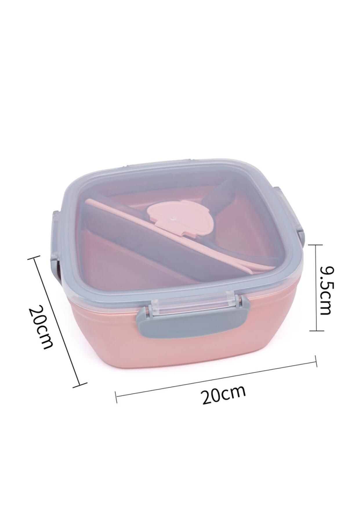 DNS-Caserola bento pentru copii, patrata, compartimente mari, 1570 ml roz HSD6522 1