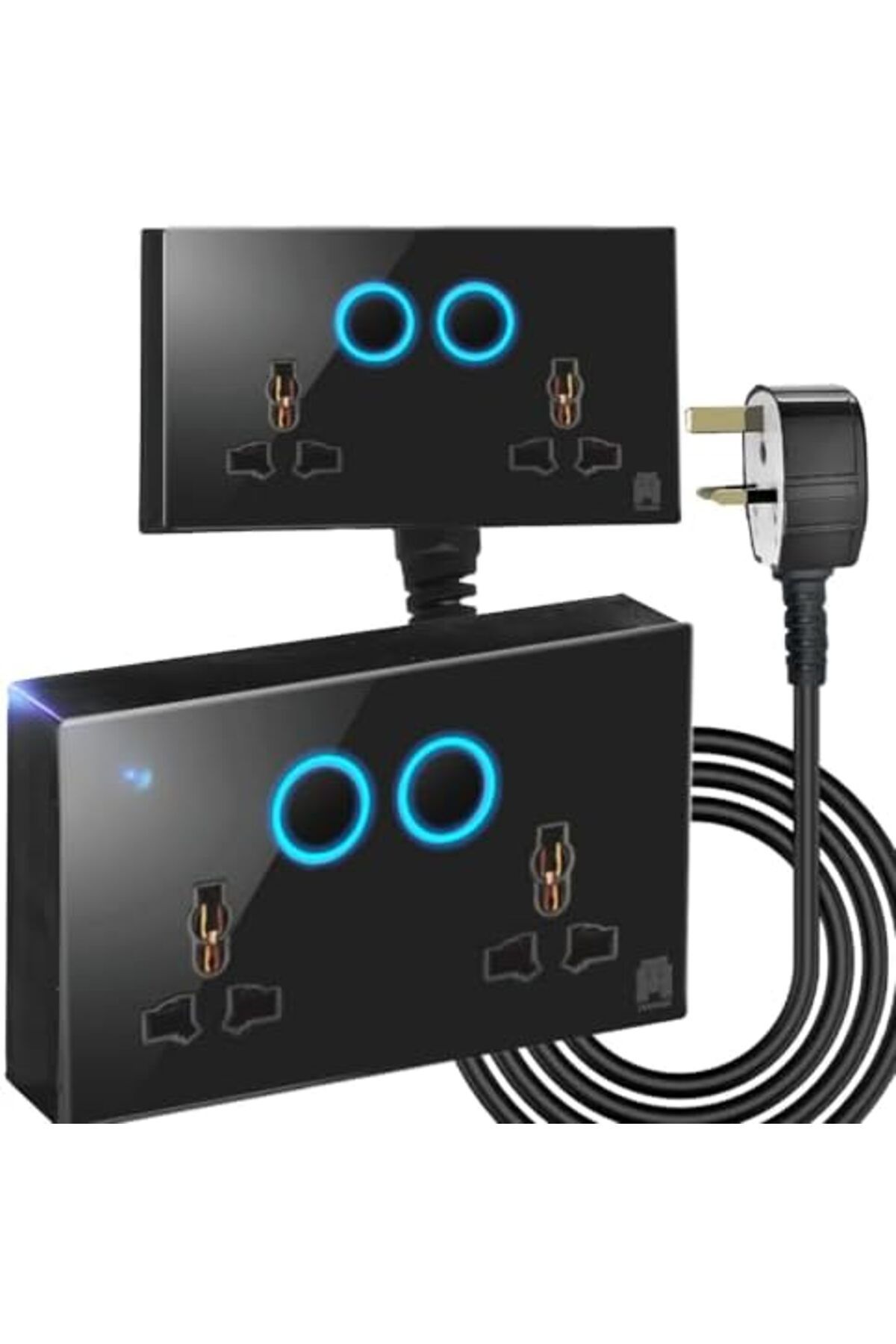 HASSAN-'s Dual Neon Indicator Extension with 13A Double Universal Glass Socket, Premium Tempered Fini 5