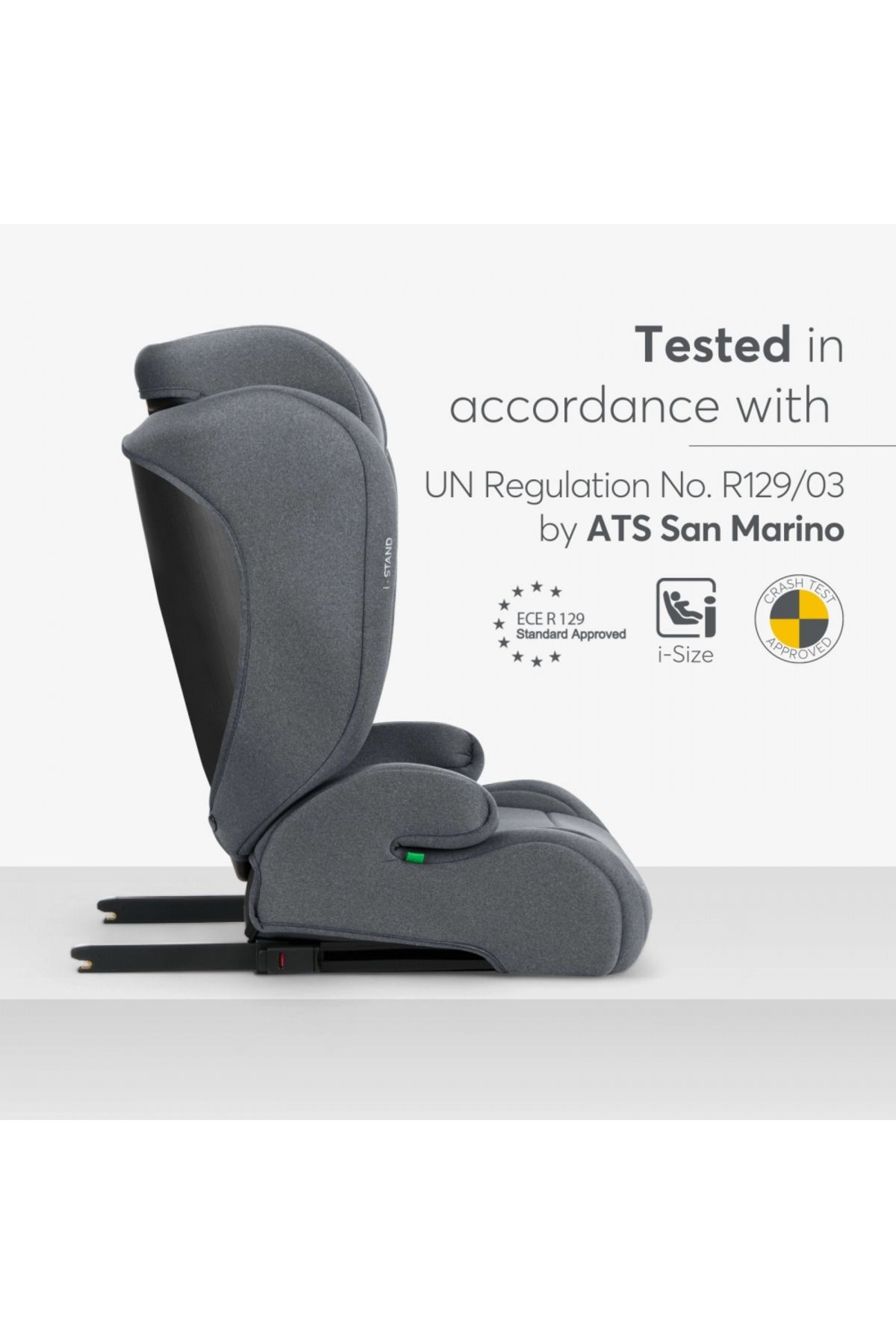 Kikka Boo-Isofix car seat KikkaBoo i-Stand Dark Grey 100-150 cm, I-Size certification, Adjustable headrest in 7