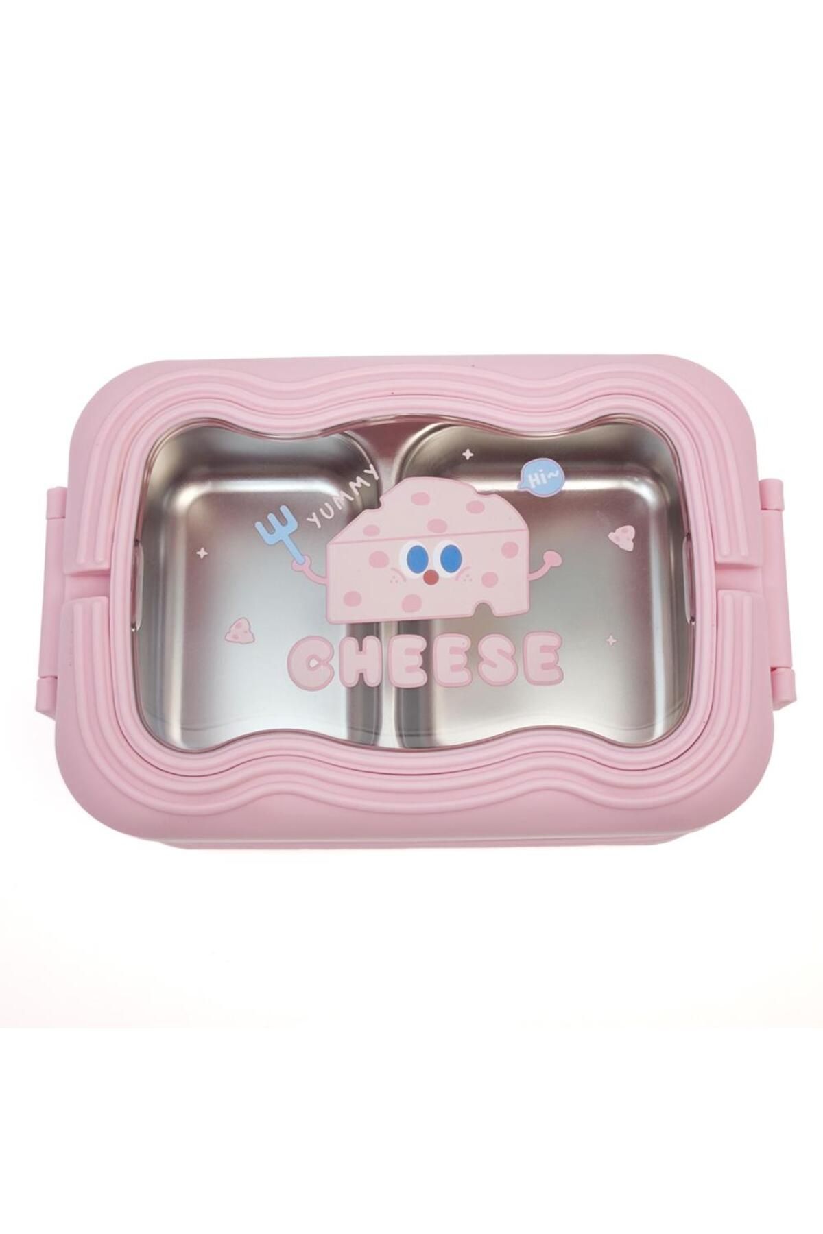 DNS-Kids lunch box, 2 layers, 2 compartments, bento box, lid with handle, 1350 ml, pink ML-6337 6