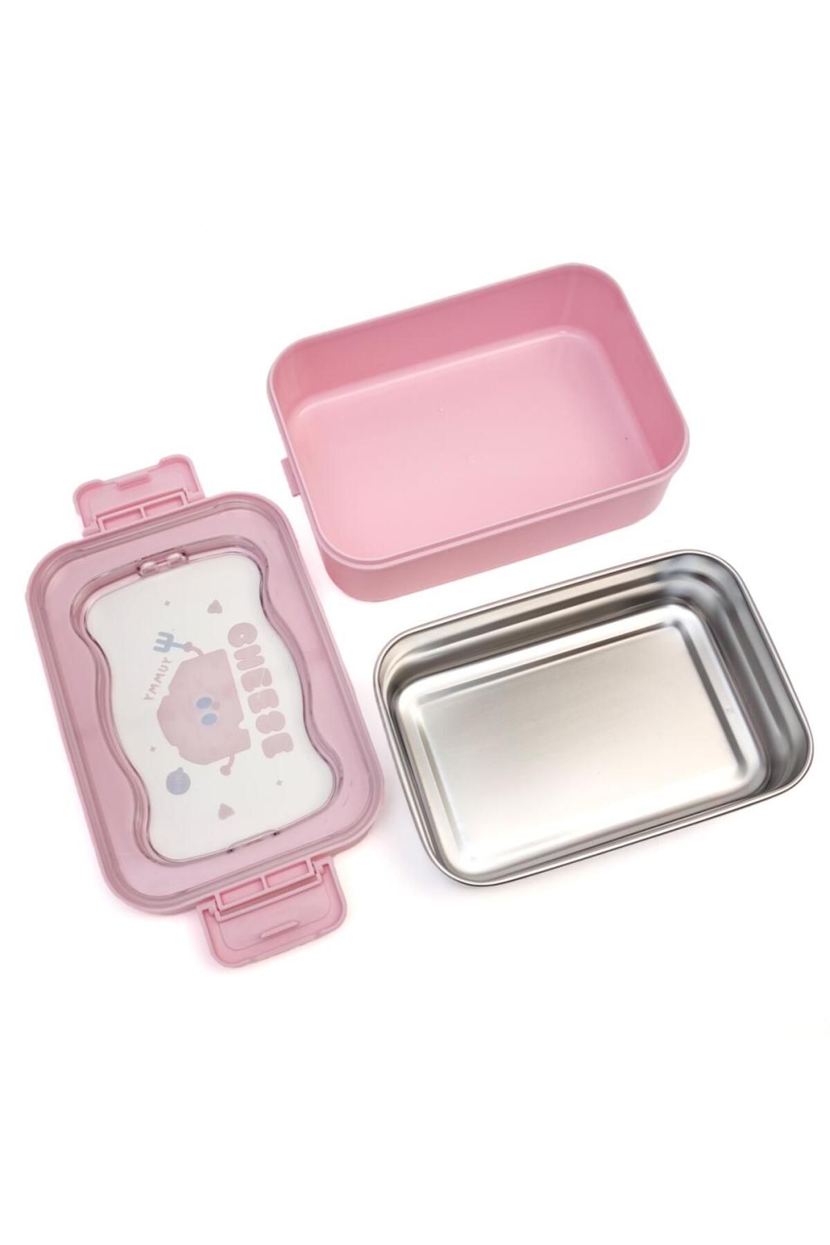 DNS-Stainless steel lunch box for school, 1 compartment, lid with handle, 750 ml, pink ML-6336 3