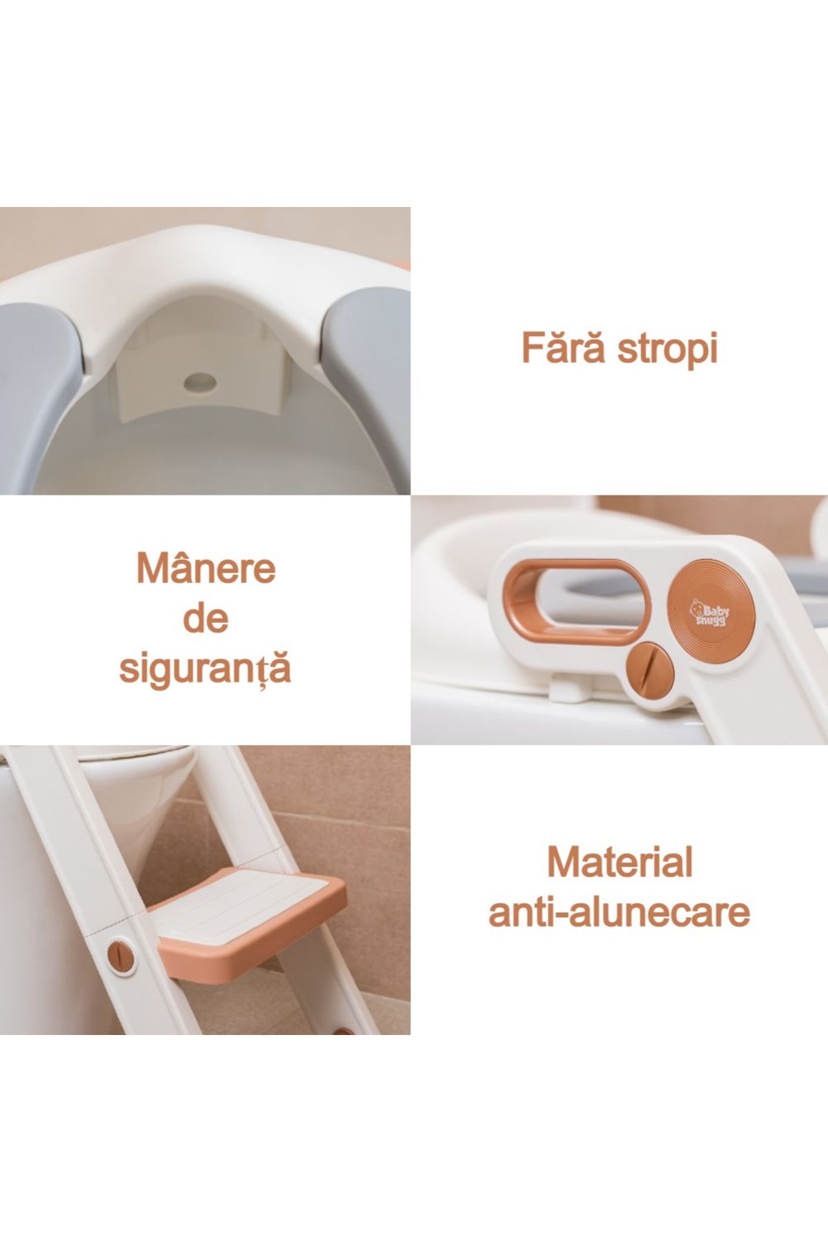 BabySnugg-Children's toilet reducer with foldable ladder and soft seat - with adjustable steps, oval toilet (40-47cm) 2