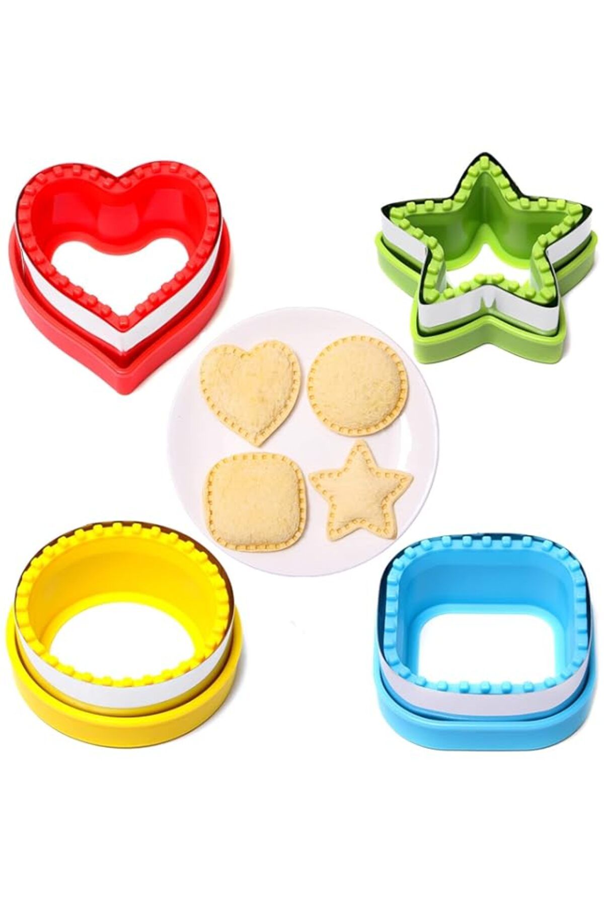 Generic-BakingWorld Sandwich Cutter and Sealer,Set of 4 Bread Sandwich Decruster Pancake Maker DIY Cookie C 1