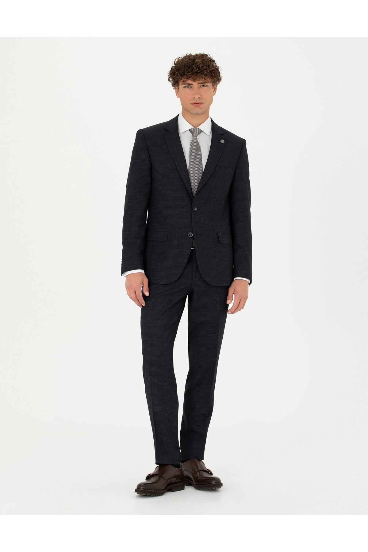 پیر کاردین سابق آبی نیروی دریایی Slim Fit Wool Blend Suit 50273452-VR033