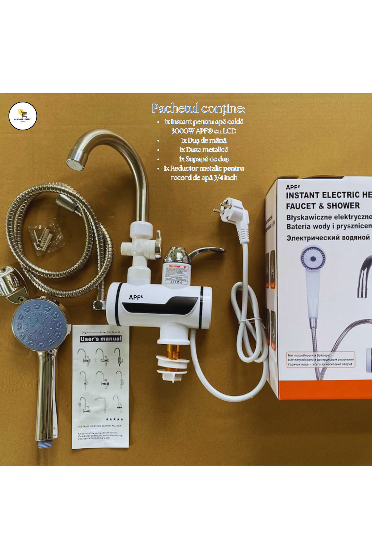 APF-Instant hot water 3000W with LCD display and shower - sink mounting 7