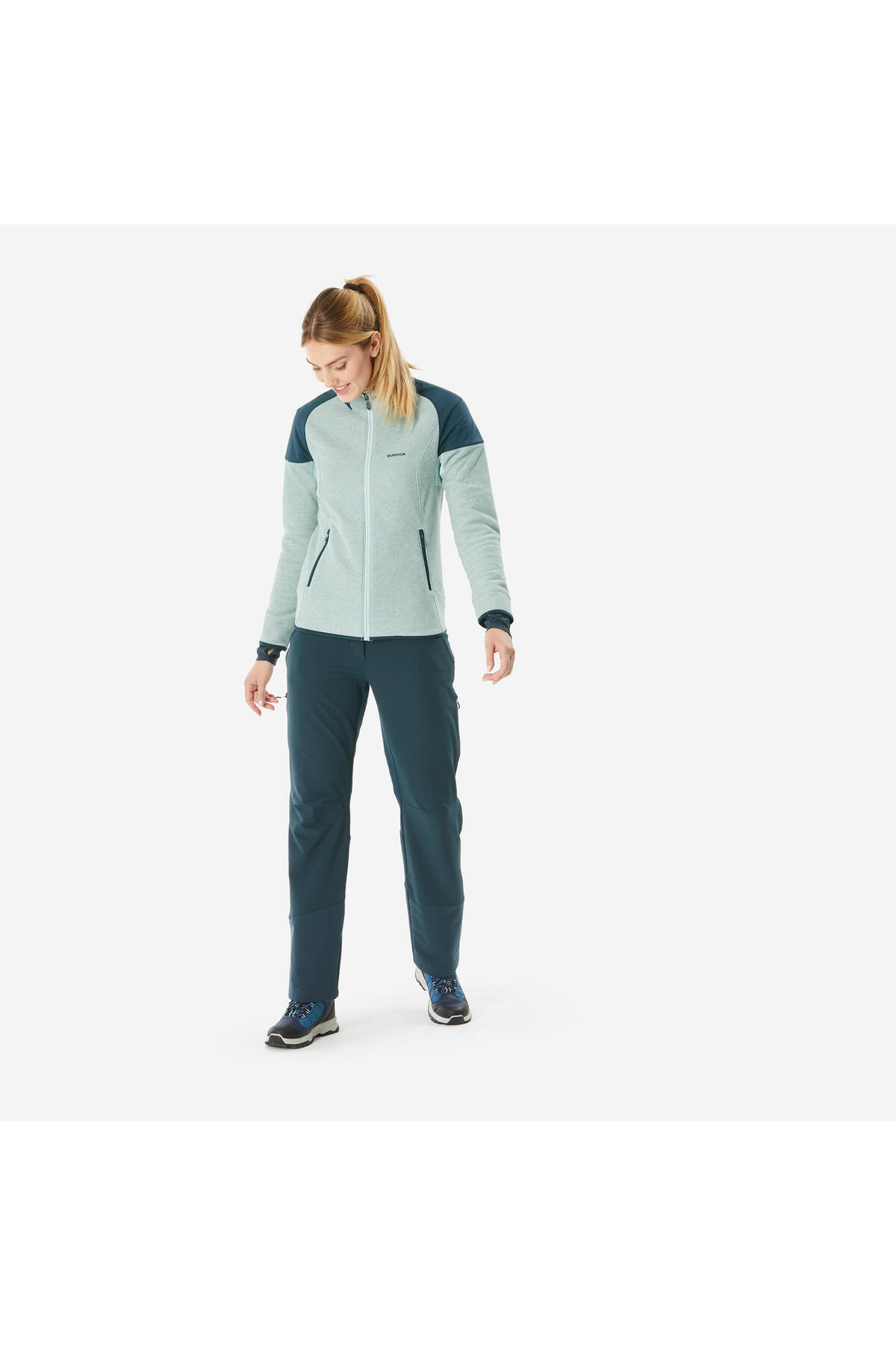 Decathlon Quechua Kadın Sıcak Tutan Outdoor Polar Mont - Yeşil - MH500 Mountain görsel 2