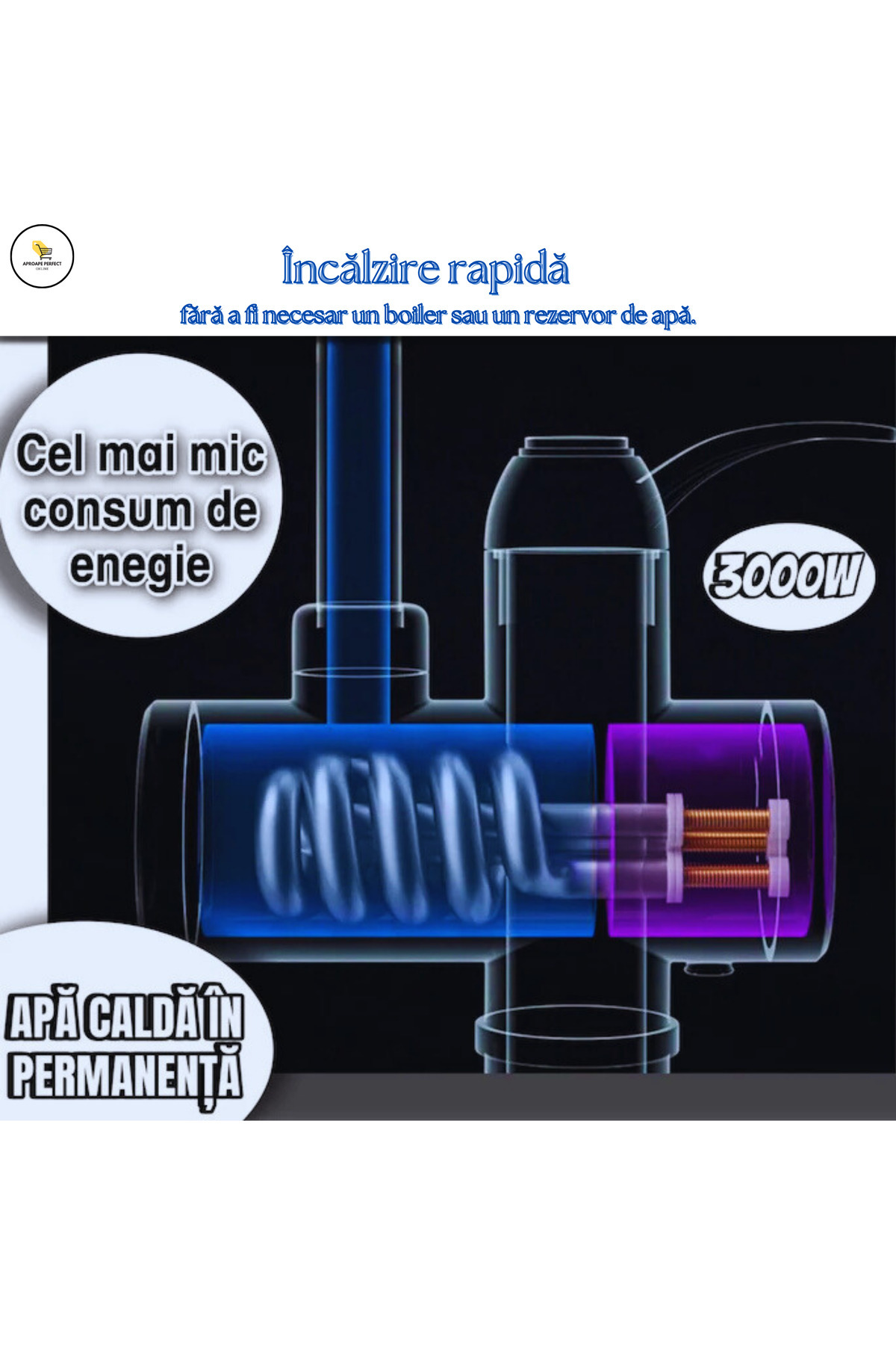 APF-Instant hot water 3000W with LCD display and shower - sink mounting 3