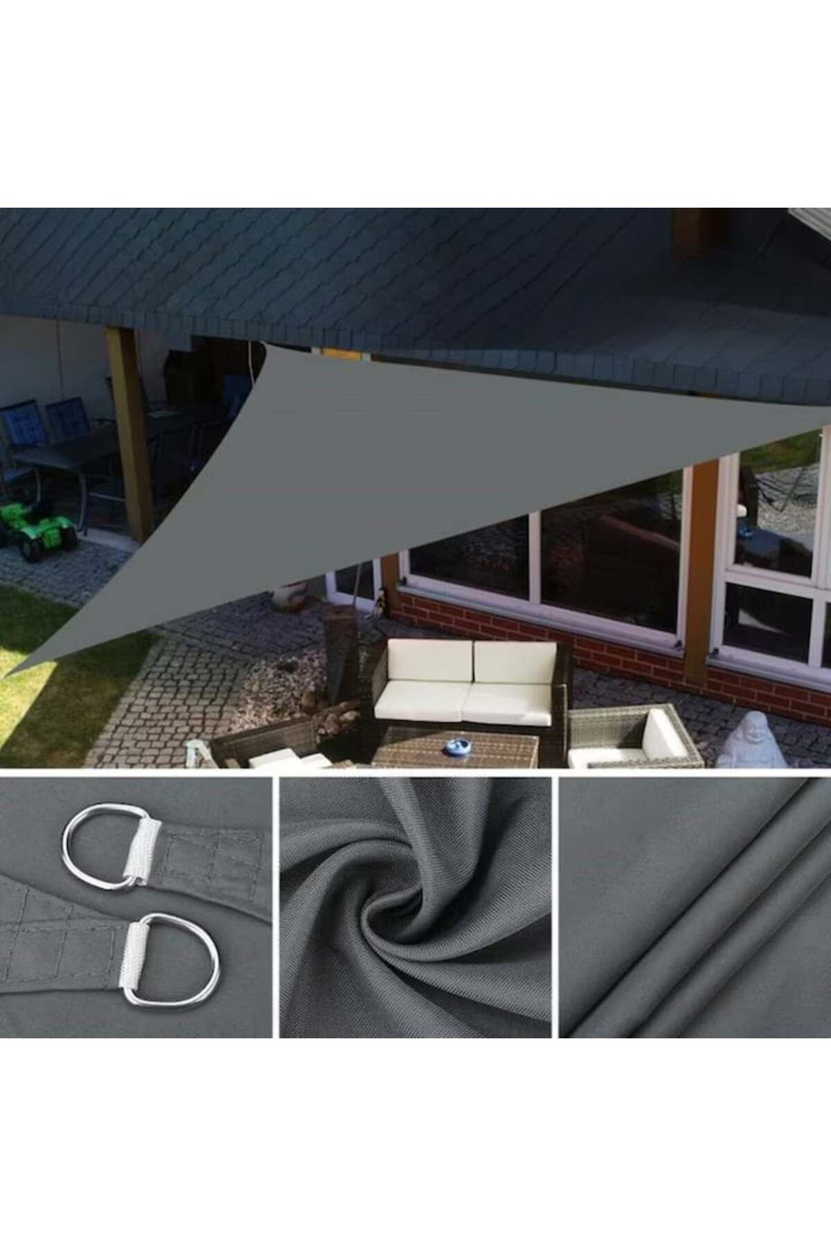 varioshop-VarioShop® triangular sun canopy/awning, waterproof, with UV protection, for the garden, 1