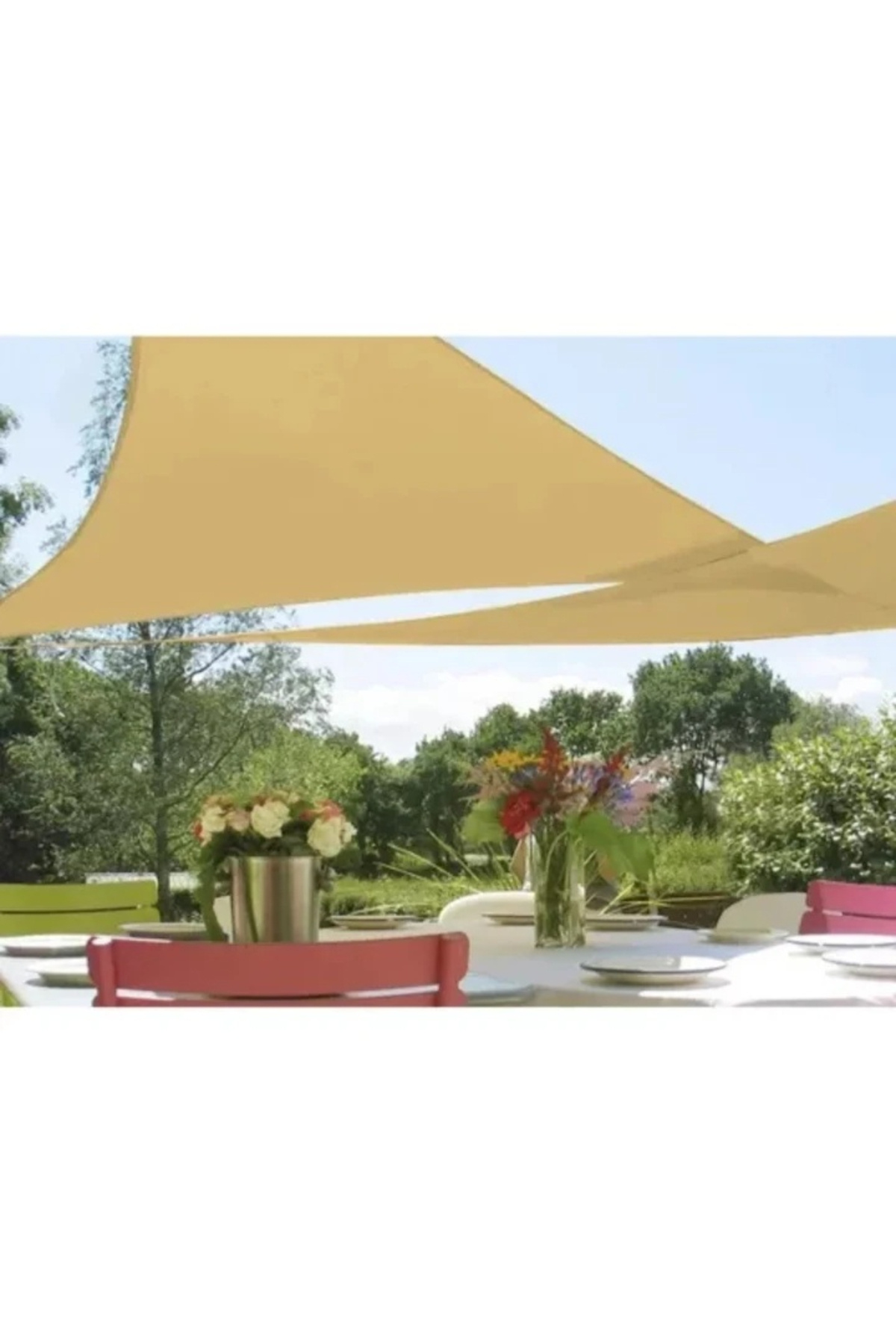 varioshop-Waterproof cream sun canopy 4 x 4 x 4 cm VarioShop®, triangular canopy, with hook 5