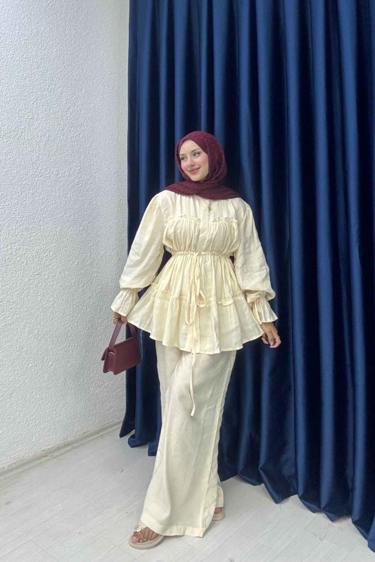 lurex moda-Pleated trouser set 3