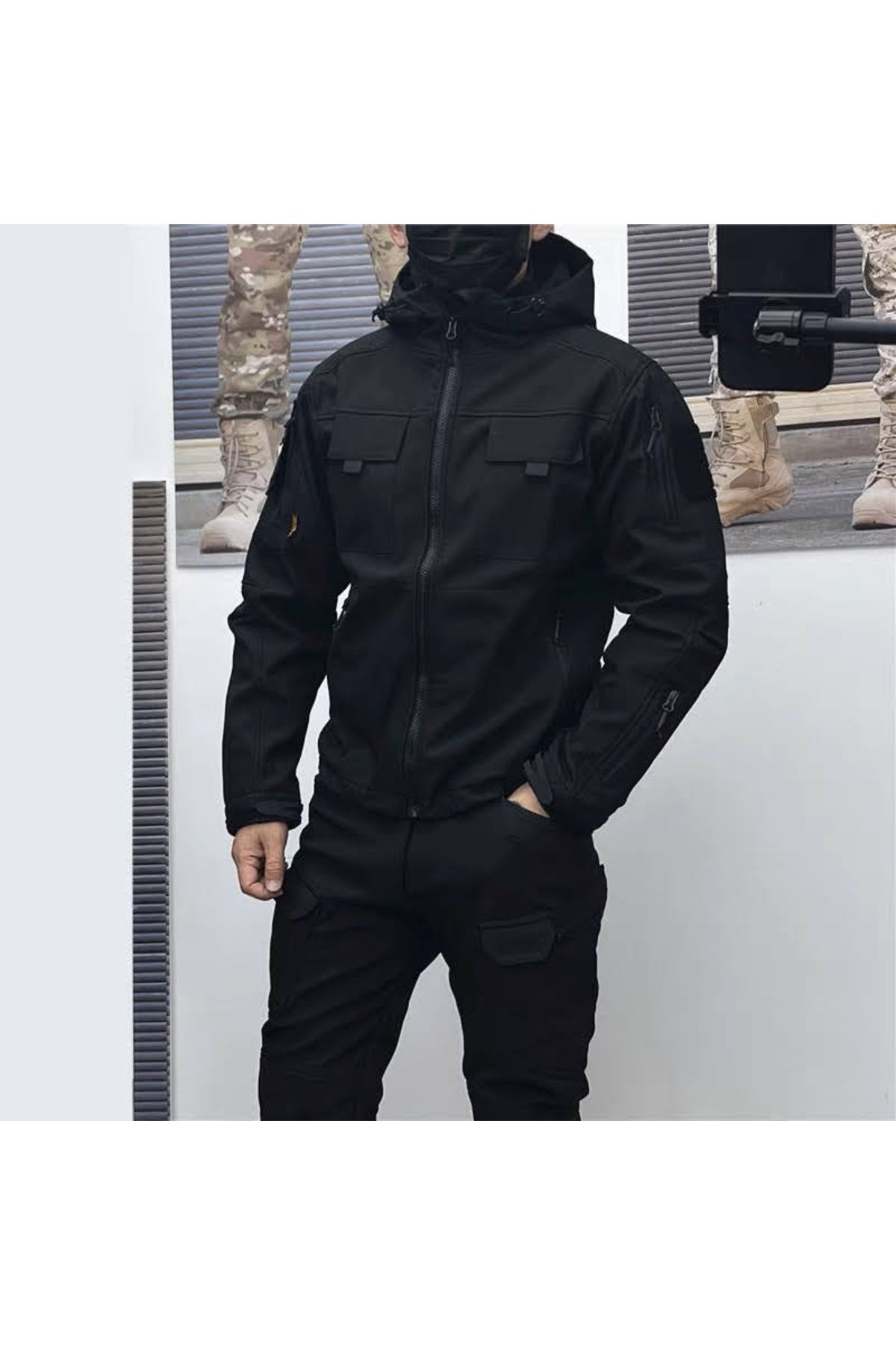 Lion camo-Softshell Jacket with Super Fine Wool Lining - Black 3