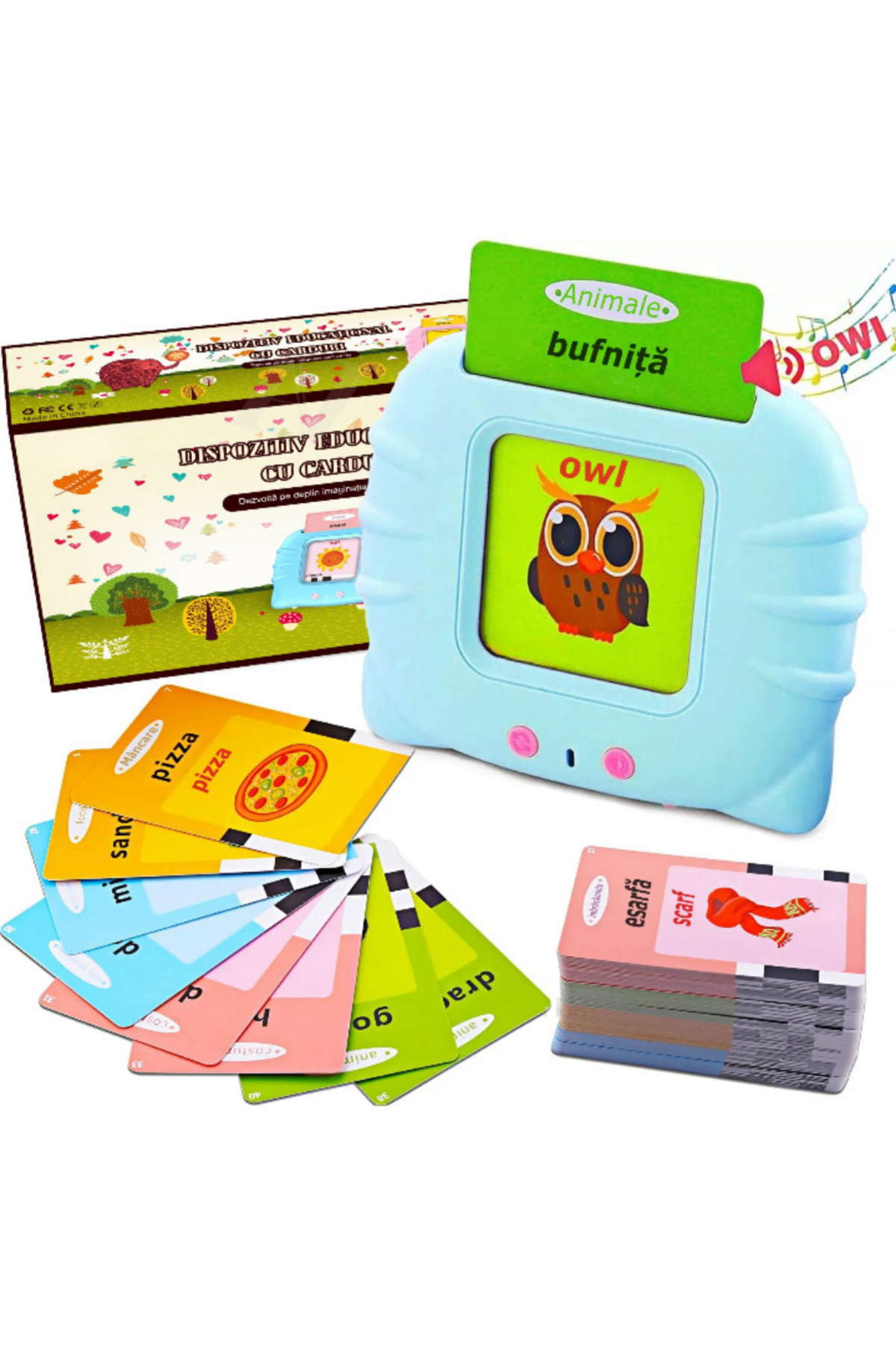 Picodino Set de invatare cuvinte in limba romana-engleza, jucarie educativa, 228 cuvinte, Picodino, Albastru