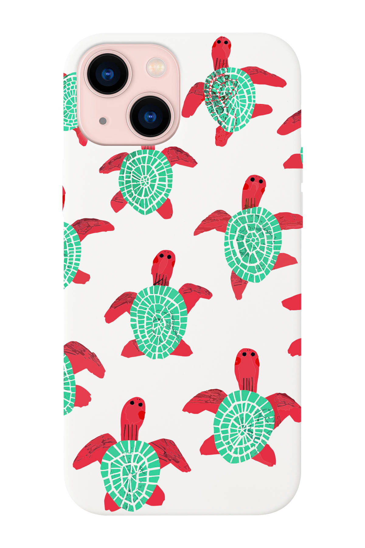 shoptocase-iPhone 14Plus/15Plus Compatible Sea Turtle Patterned Suede Inside Launch Protective Phone Case 1