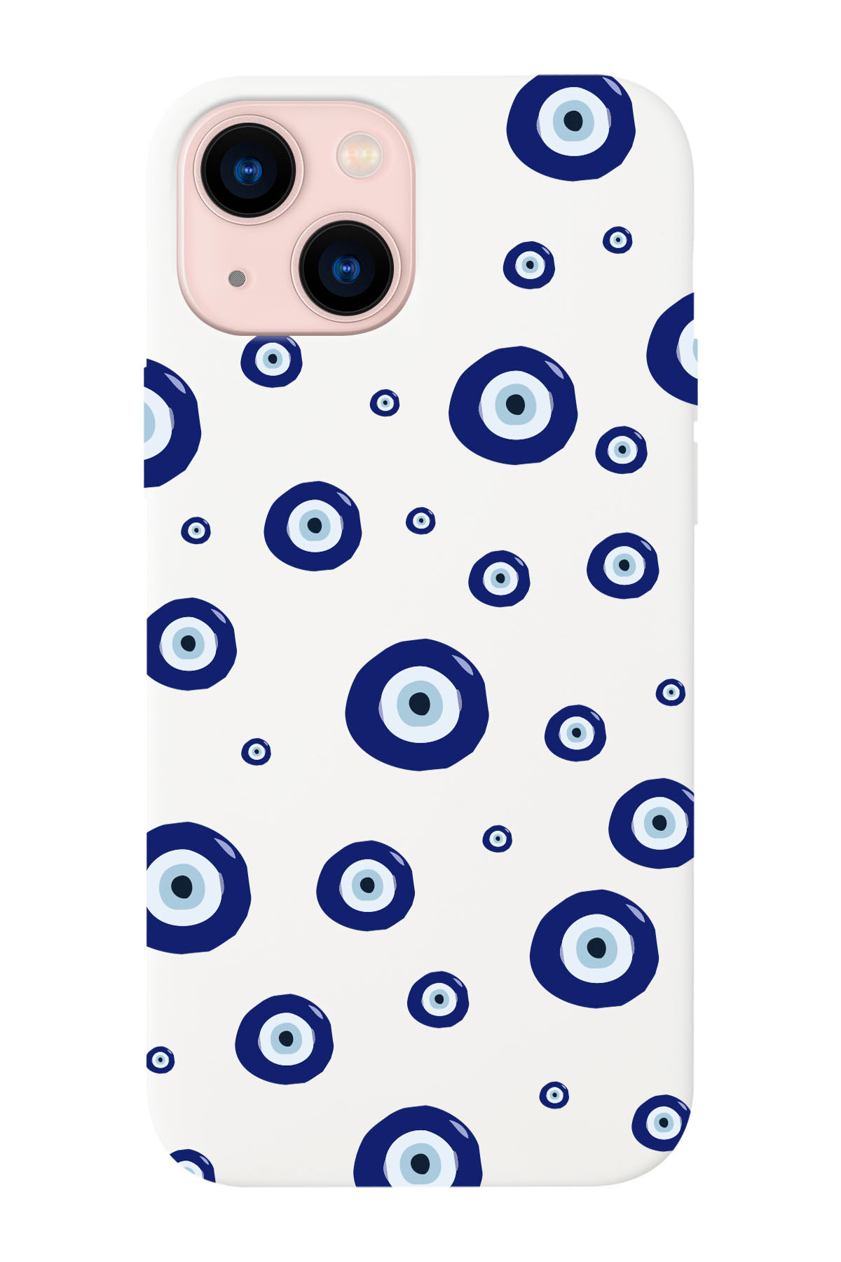 shoptocase-iPhone 14Plus/15Plus Compatible Evil Eye Beads Patterned Suede Inside Launch Protective Phone Case 1