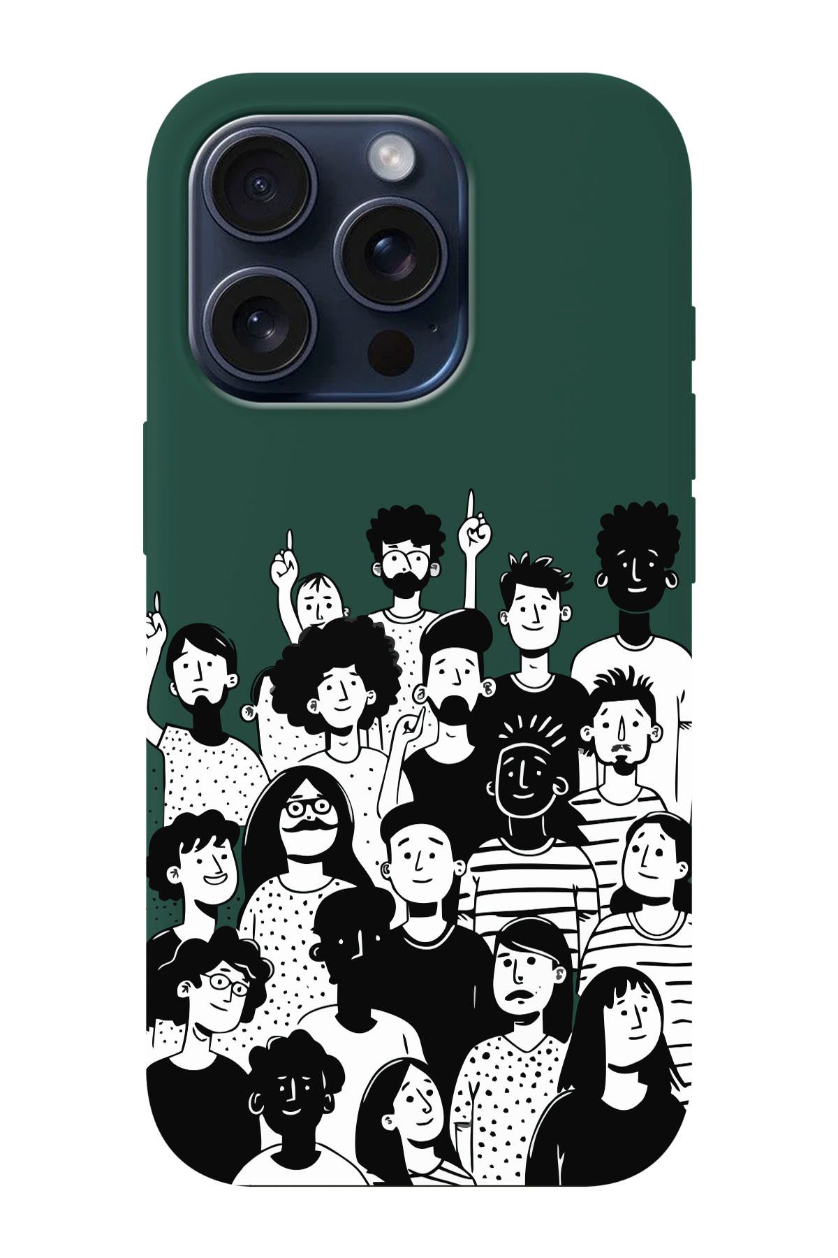 shoptocase-iPhone 15 Pro Max Compatible Community Spirit Patterned Suede Inside Launch Protective Phone Case 1