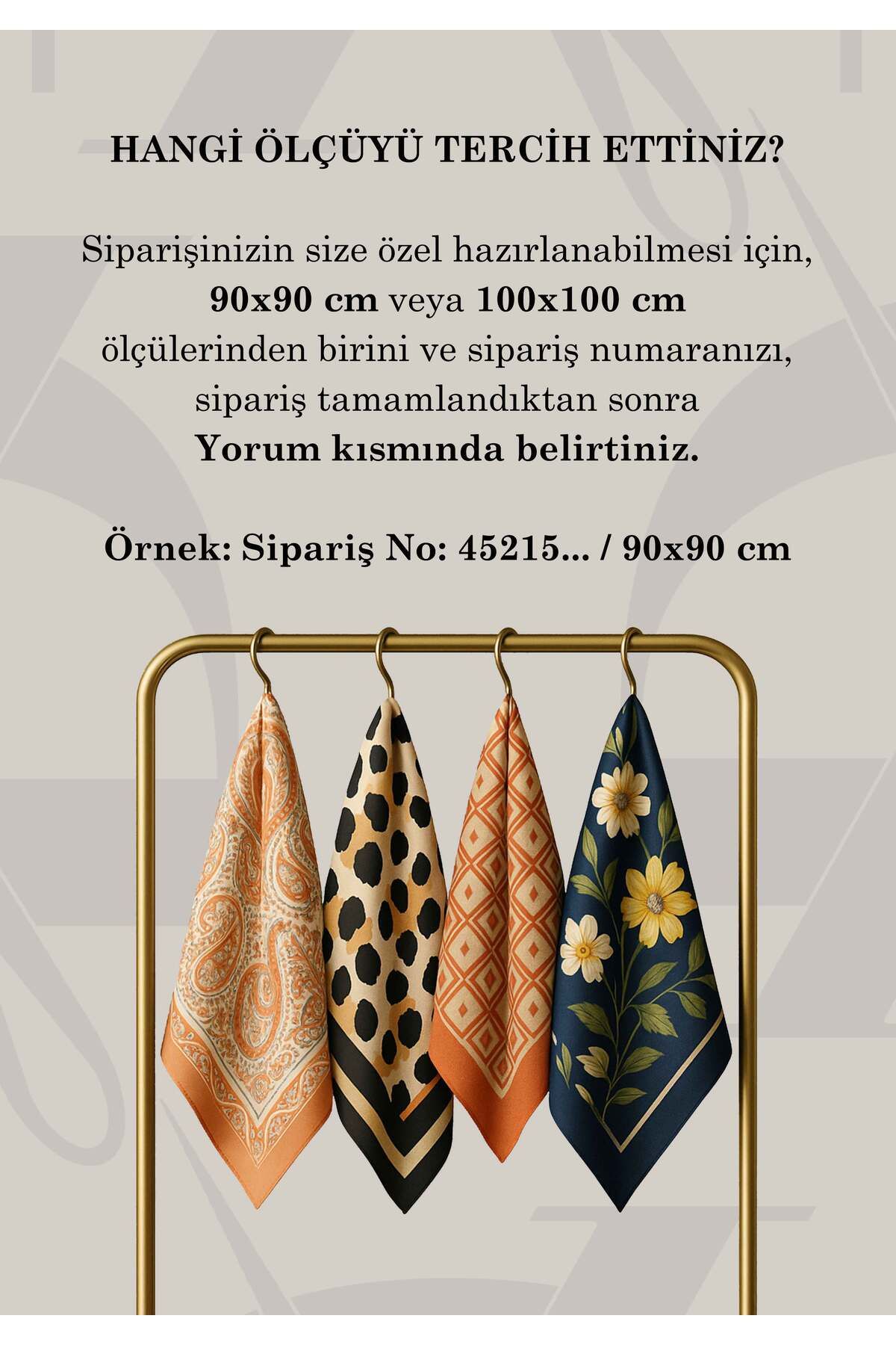 DESENİX-Brush Print Patterned Scarf |   4 Color Options |   90X90 - 100X100Cm |   Shiny Satin 5