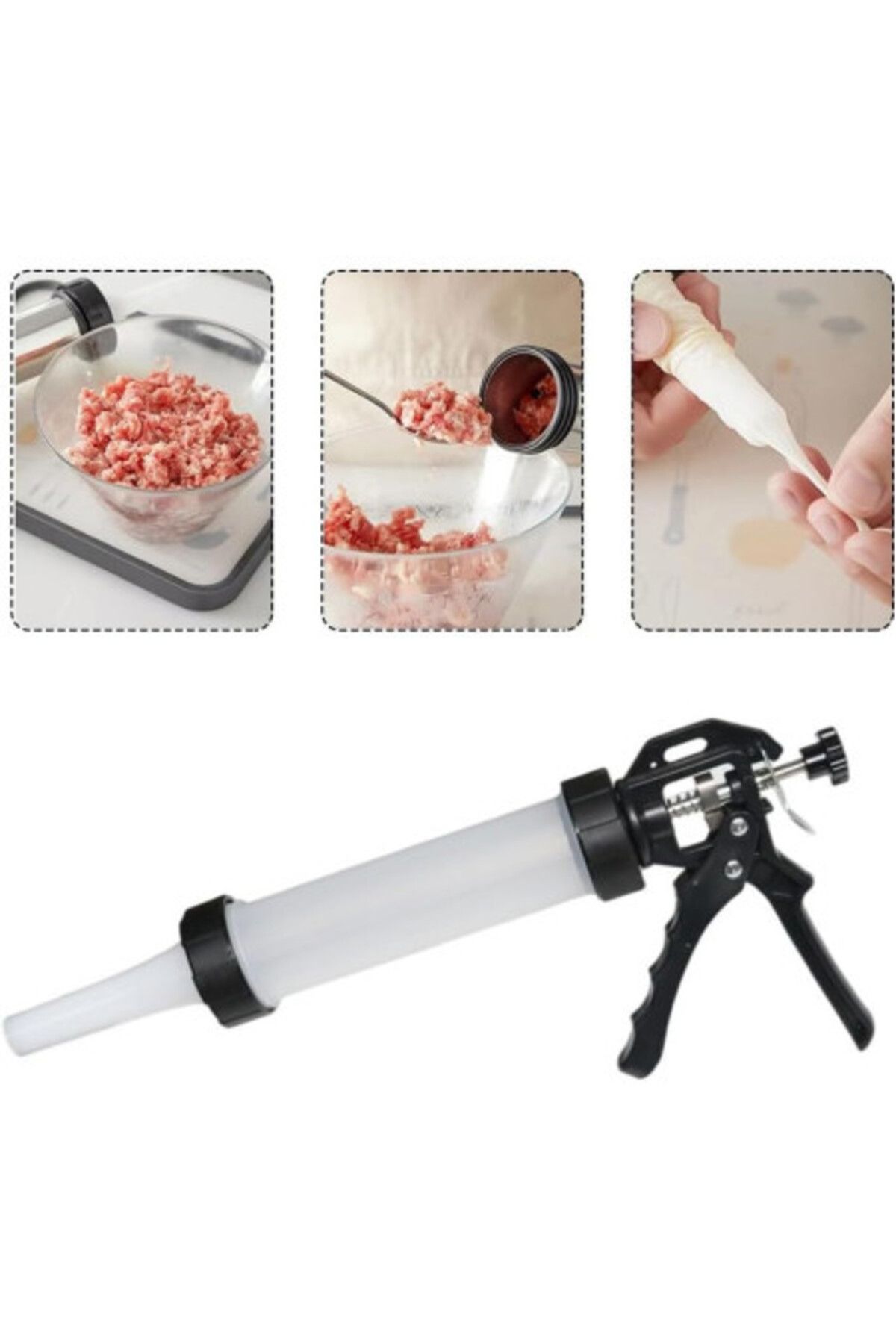 Kardett-Manual Sausage Stuffing Machine, Device, Tool with 4 Tubes for Sliced Meat 6
