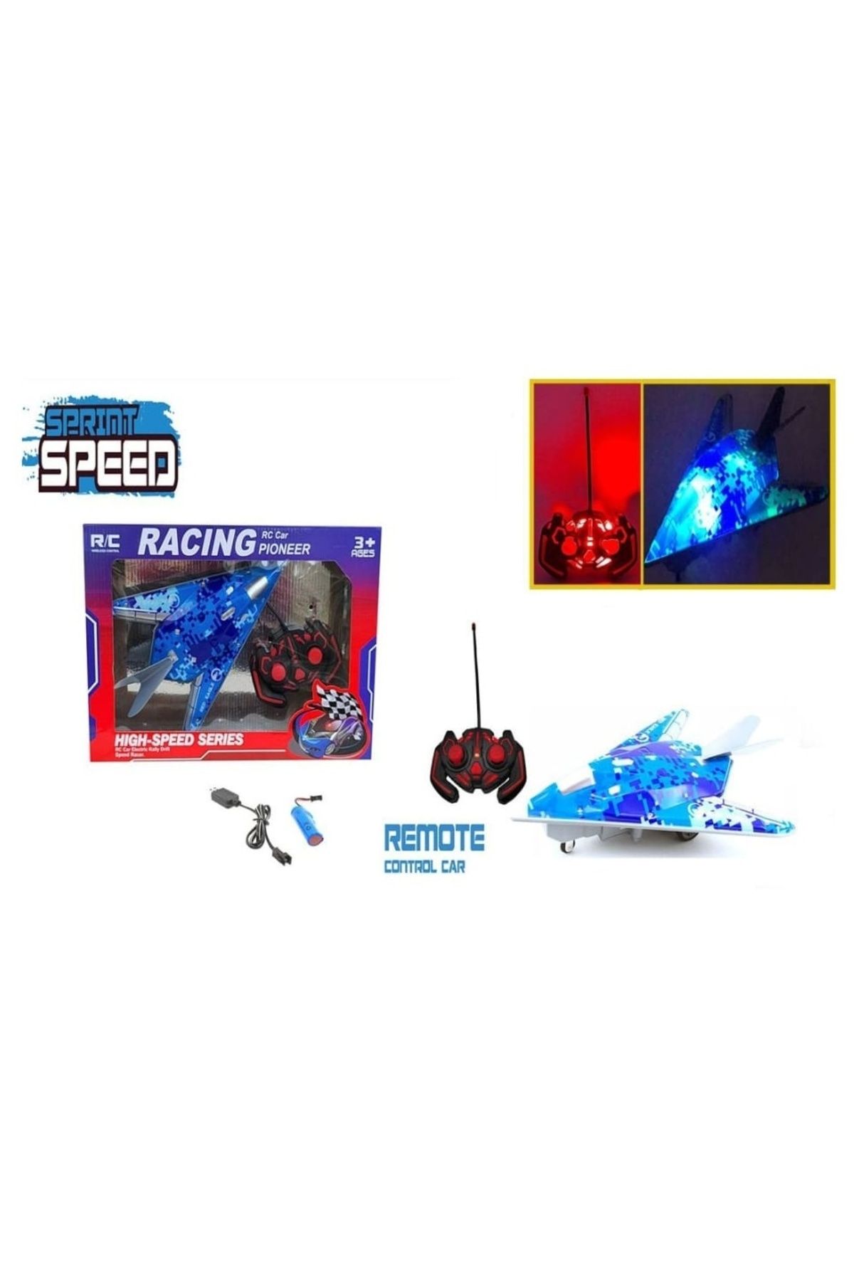 Toy-RC Airplane with Remote Control - High-Speed Series Model, LED Lights, for Kids 3+ Years Old 2
