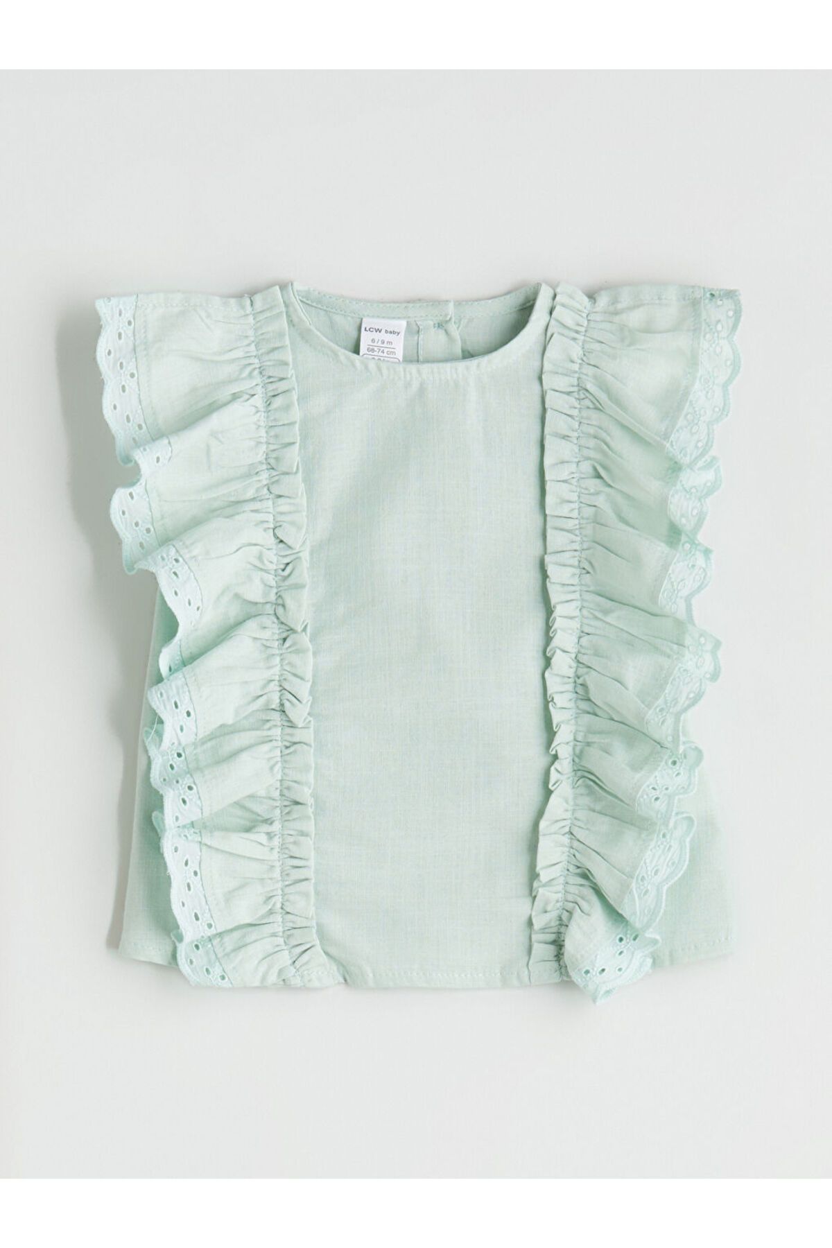LC Waikiki-Sparkling Selections from Shining Store |   Turquoise Ruffle Baby Girl Blouse and Shorts 2 Pcs 2