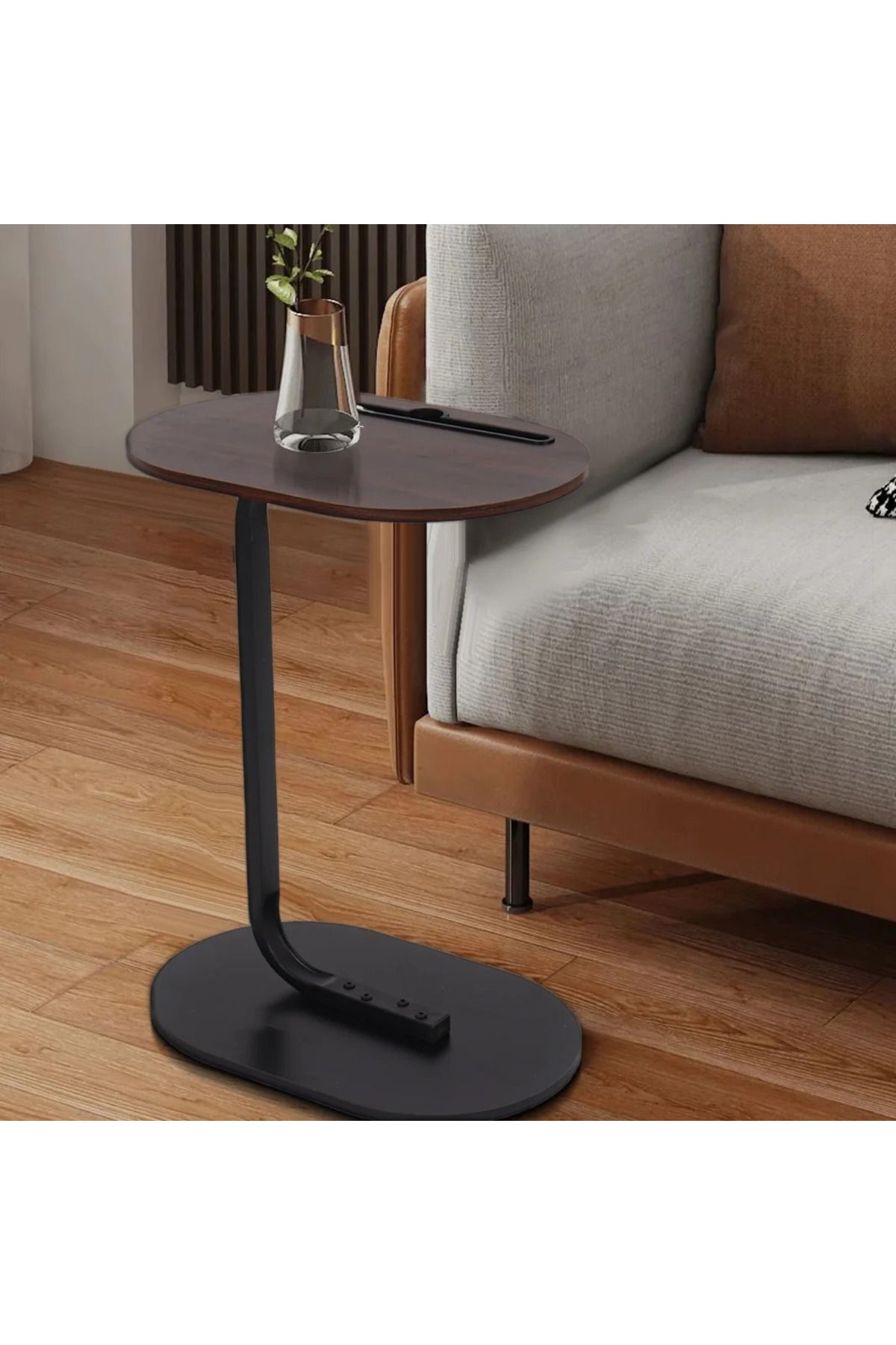 Vi Markets-Optimo Serving Table - Brown Top with Built-in Ramp - Metal Base 2