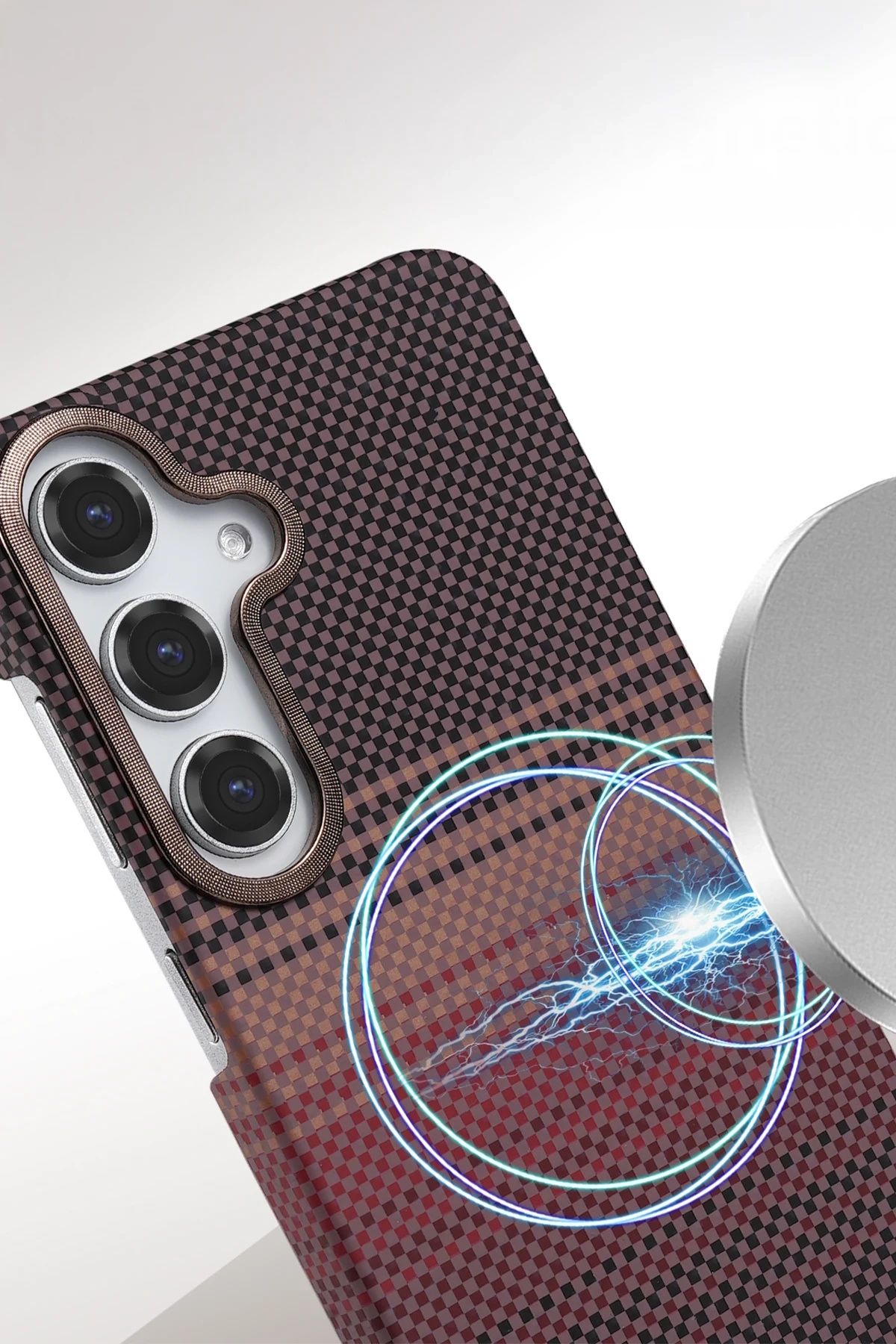 m.tk moveteck-Samsung Galaxy A26 Case Kevlar Carbon Look Emboss Textured Pattern Super Thin Magsafe Cover 4