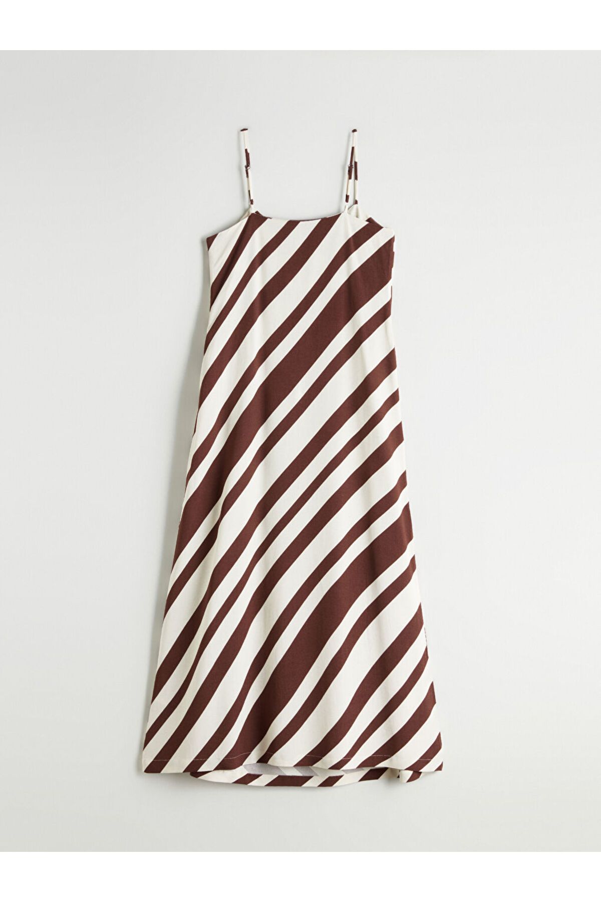 LC Waikiki-Sparkling Selections from Shining Store |   Brown Square Neck Striped Linen Blend Dress 6