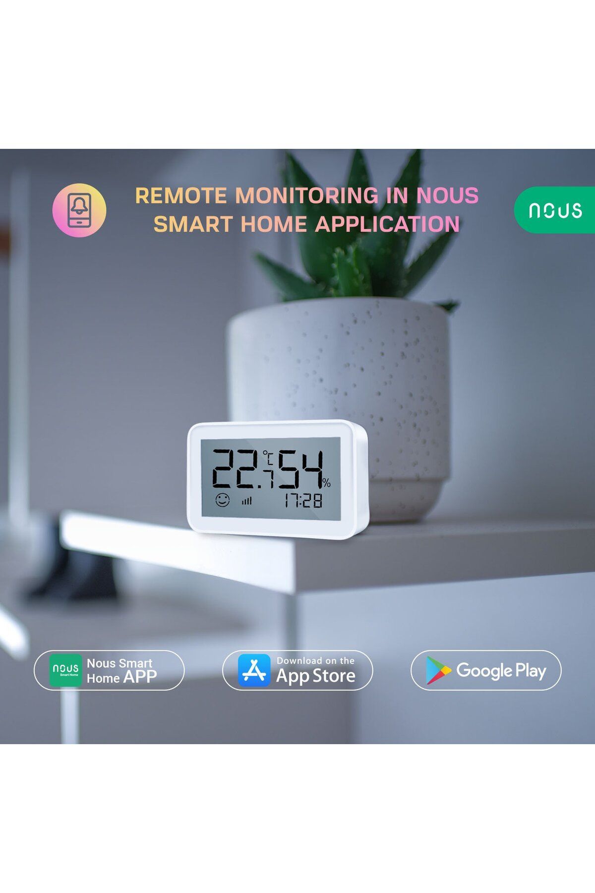 Nous-Smart Temperature and Humidity Sensor with E6 display, LCD, ZigBee 3