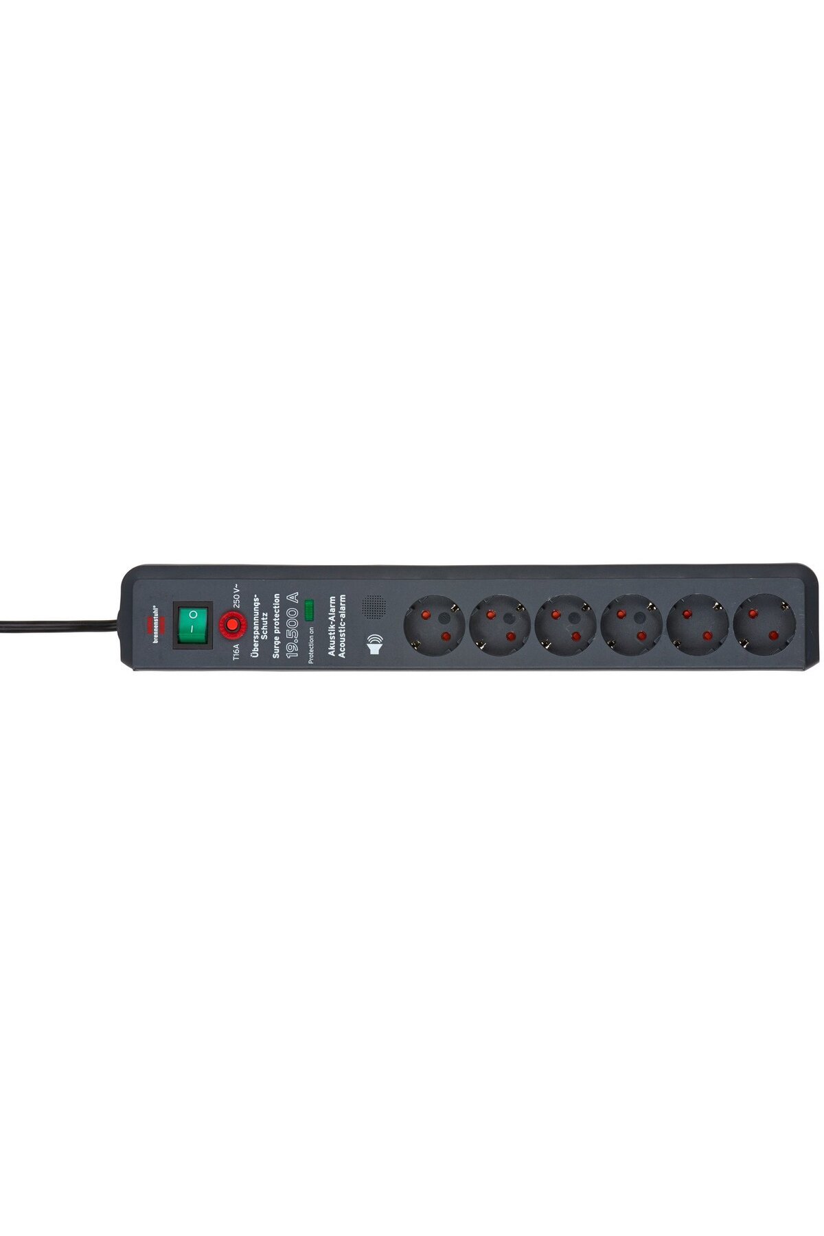 Brennenstuhl-Secure-Tec 6-outlet extension cord, Surge protection, Switch, 3m 3