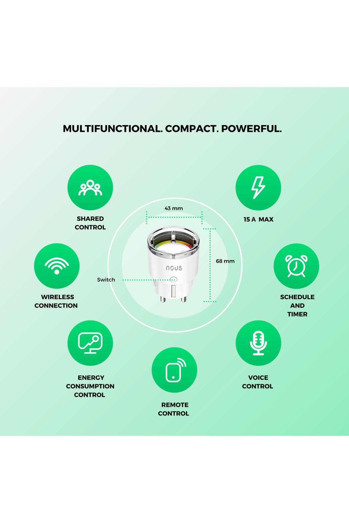 Nous-A1Z WiFi Smart Socket, 16A - ZigBee 3.0, Energy Monitoring 3