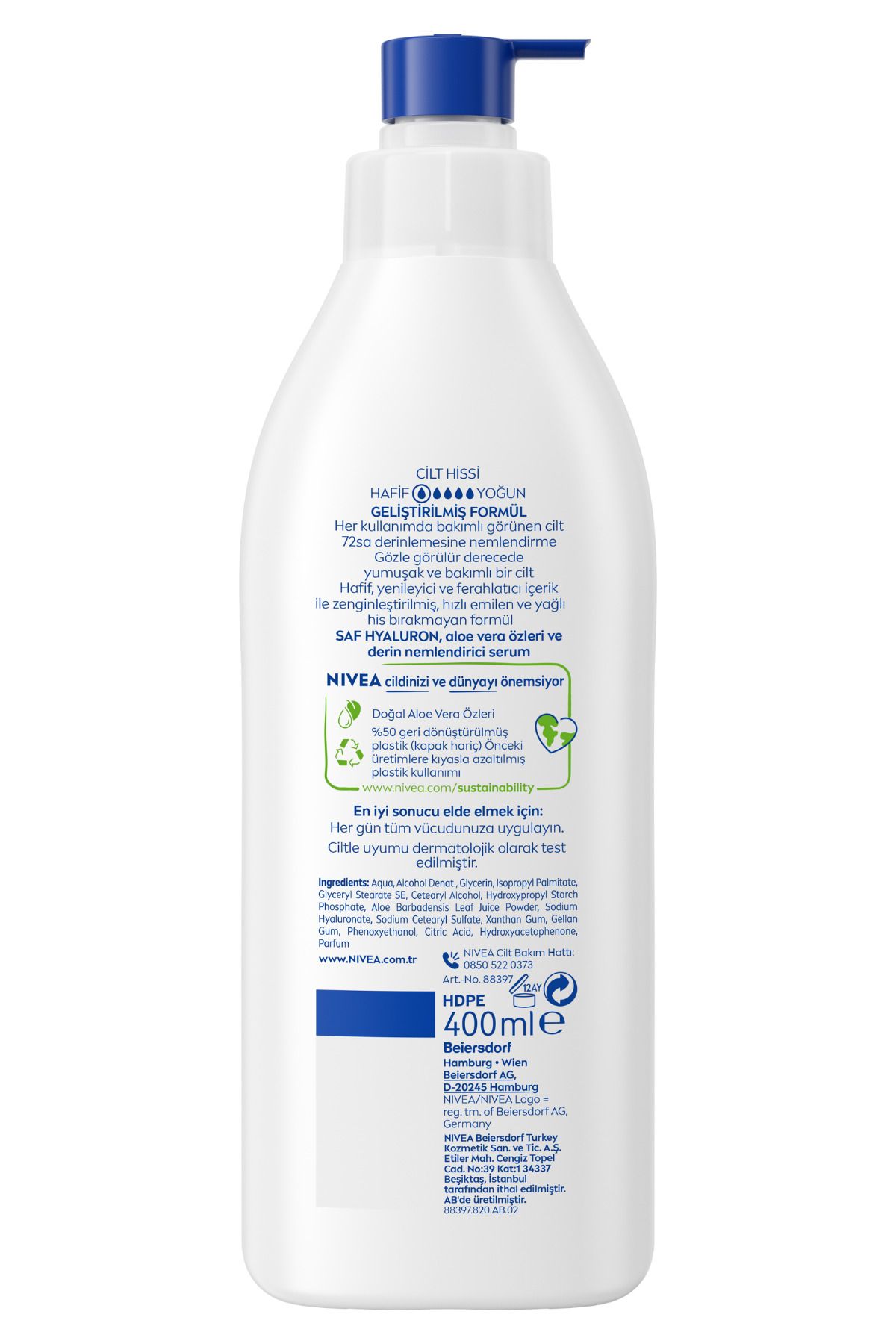 NIVEA-لوشن مرطب للجسم بالصبار 400 مل، مرطب لمدة 72 ساعة، منعش، عادي، جلد جاف 2