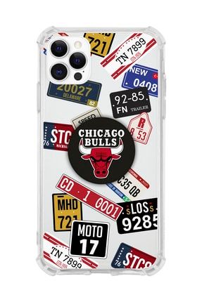 Iphone 12 Pro Max Uyumlu Darbe Emici Ticket Ve Chicago Bulls Desenli Popsocket Kombini IP12PMKBN