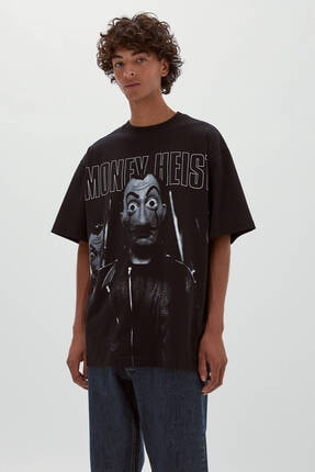 Picture of “Money Heist” Sloganlı Siyah Money Heist X Pull&Bear T-Shirt
