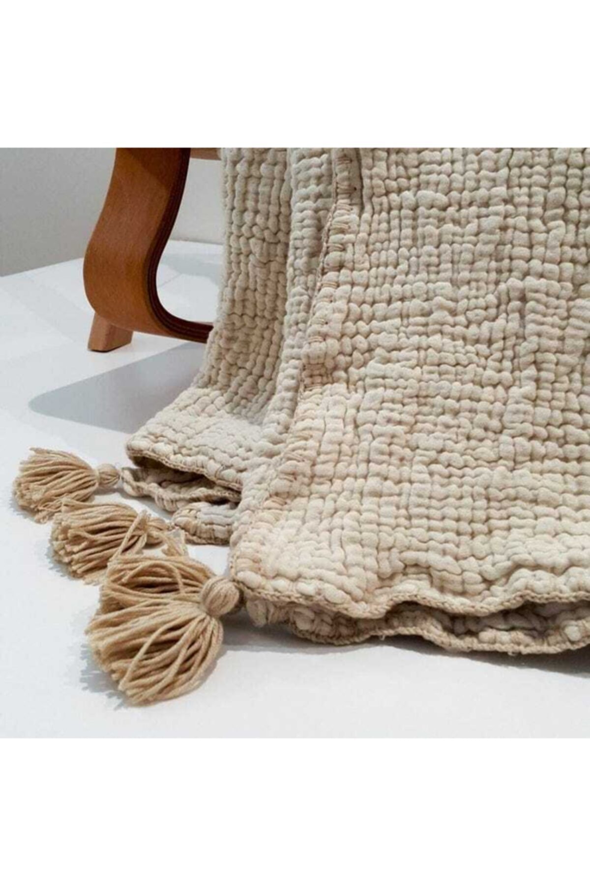 YASEMİNİNEVİ Vizon-ekru Bebek Müslin Örtü 100% Pamuk 4 Katlı Müslin fotoğrafı 3 (önizleme)