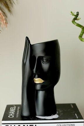 Siyah Iskandinav Modern Gül Vazo Büyük Boy 27x13cm El Yapımı 995ds585222
