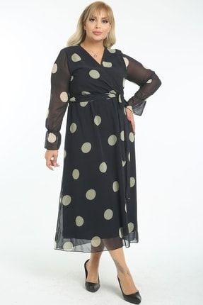 Kadın Büyük Beden Uzun Şifon Astarlı Elbise 0817