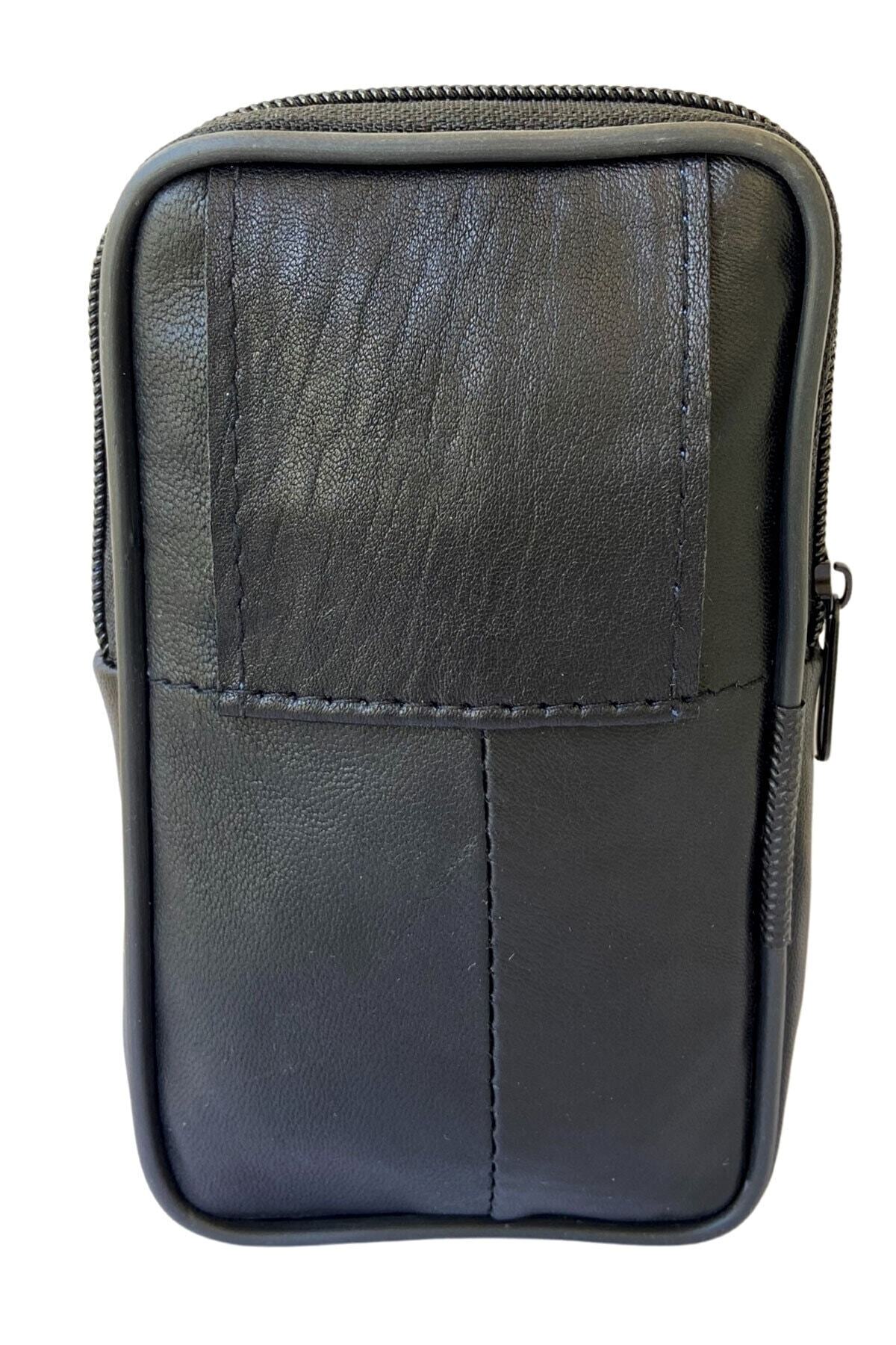 Lederax  Hakiki Deri Telefon Bölmeli Kemer Çantası 3 Bölmeli Dikey - Görsel 5