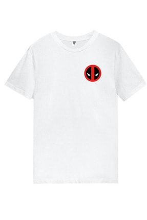 Deadpool Logo Baskılı Kısa Kollu Beyaz Gamer Tişört TYC00220046058