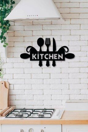 Ahşap Dekoratif Siyah Kitchen Yazılı Mutfak Tablo Süsü 123