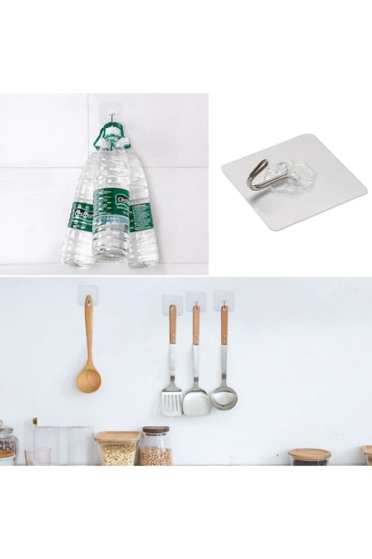 Buffer-2 PiecesSetof 5 - Super Strong and Water Resistant Transparent Hanging Adhesive Hooks, Reusable 7
