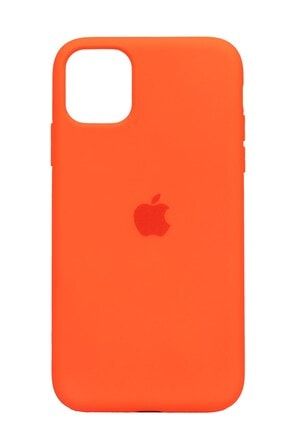 Apple Iphone 11 (6.1') Altı Kapalı Logolu Lansman Kılıf Kapak Neon Turuncu CLL0010