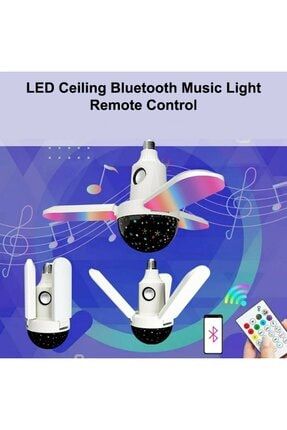 Bluetooth Hoparlör Disko Topu Rgb Led Işıklı Renkli Işık Lamba 3 Kanatlı Kumandalı LED LAMBA 34323
