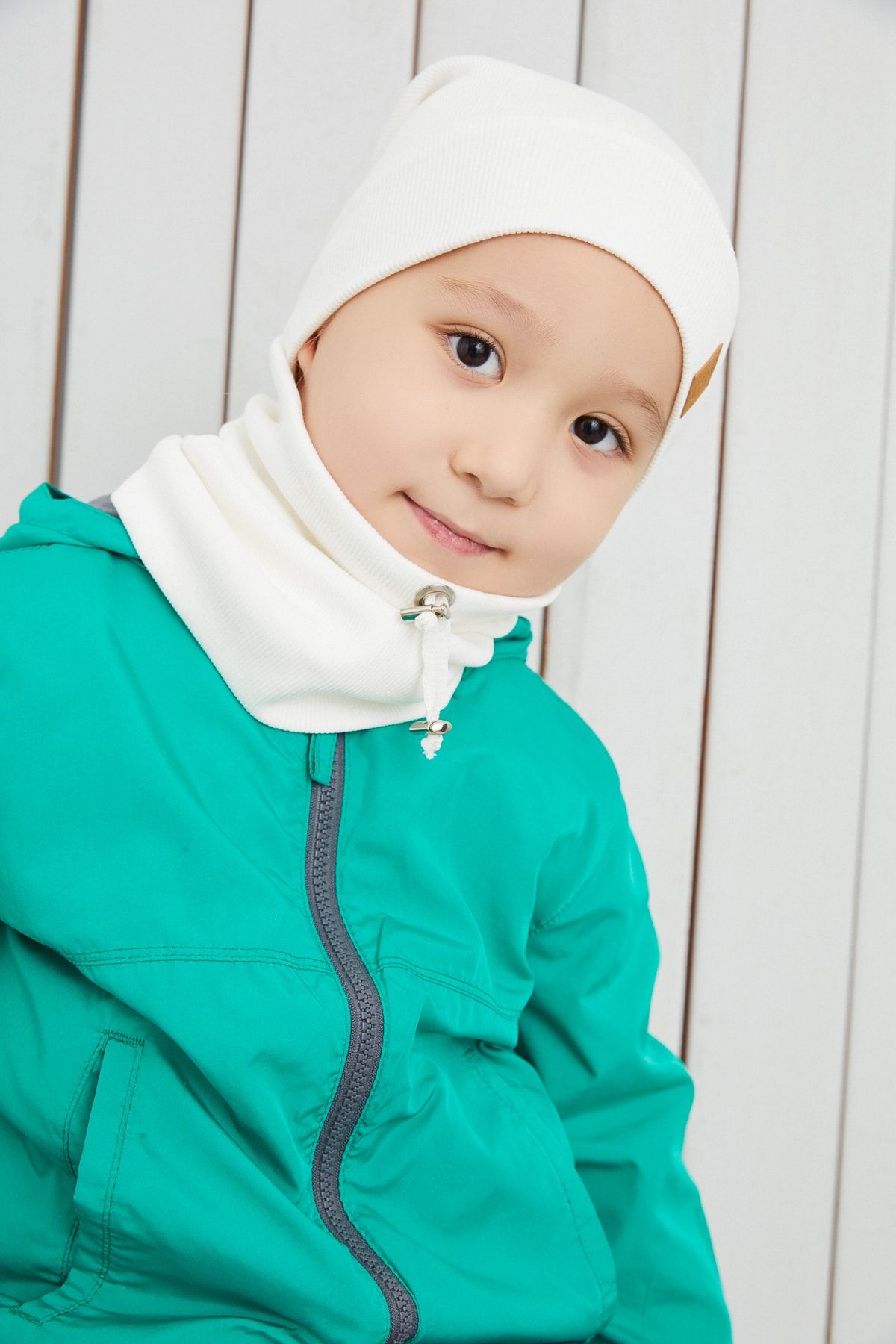 Babygiz-Baby Boy Child White Rope Detailed Hat Beanie Neck Collar Set Comfortable Camisole 3