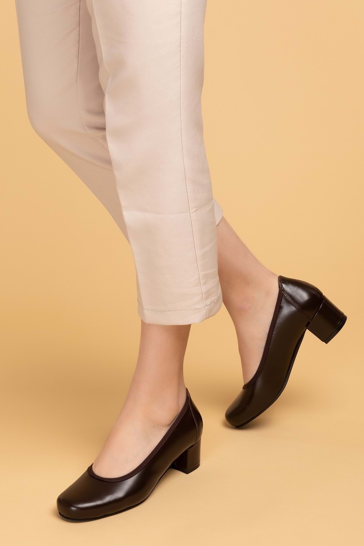 Women's Genuine Leather Casual Casual Heels Shhn.280 - Brown - 41