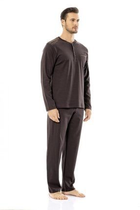 7022 Erkek Kışlık Pijama Takım - Kahverengi PO-7022-CAG