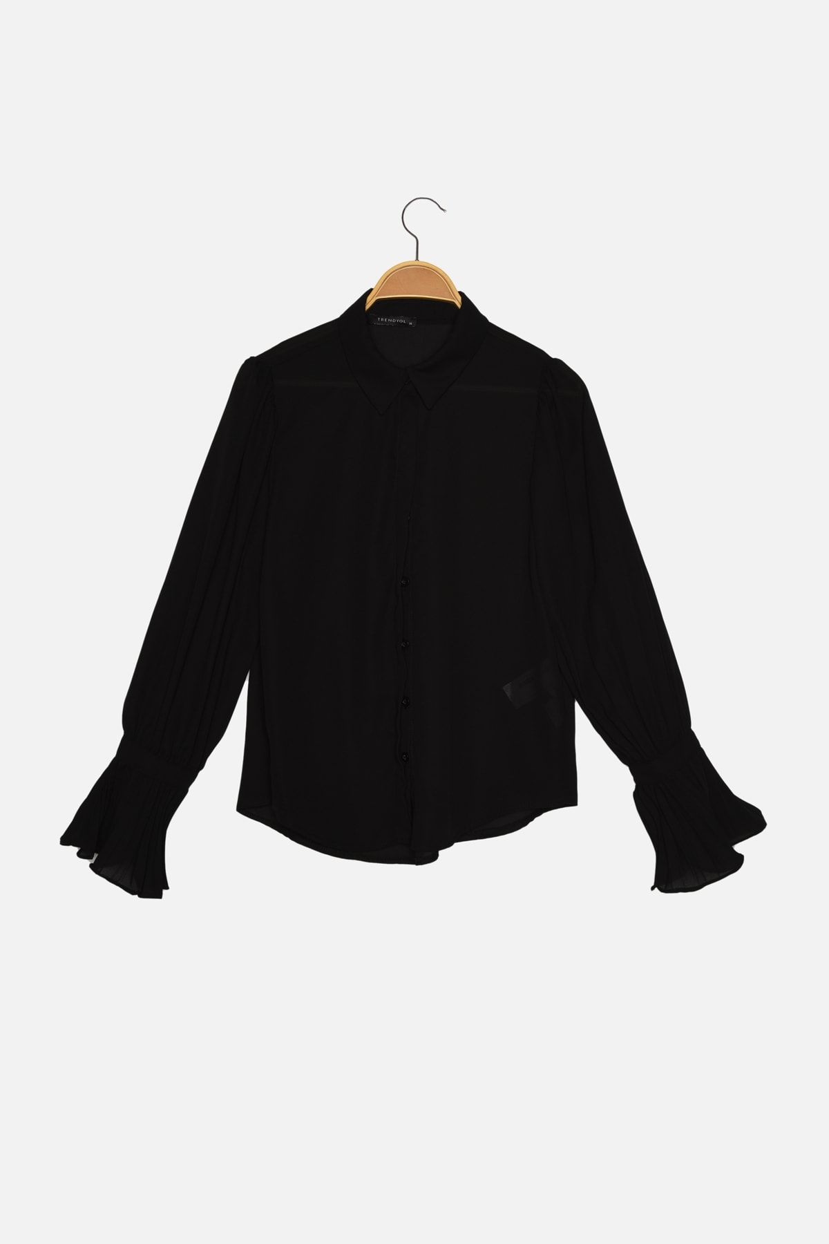 Trendyol Collection-Schwarzes gewebtes Hemd mit spanischen Ärmeln - Regular Fit TWOAW22GO0487 7