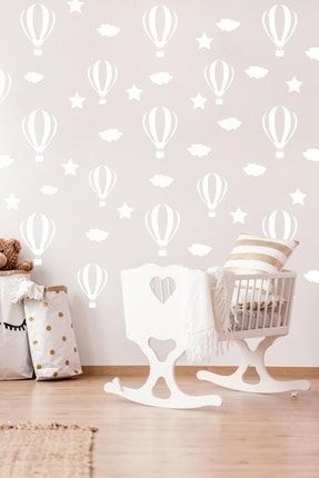 Balonlu Sticker Bebek Odası Dekorasyonu Çocuk Odası Stiker Beyaz BLN-0001