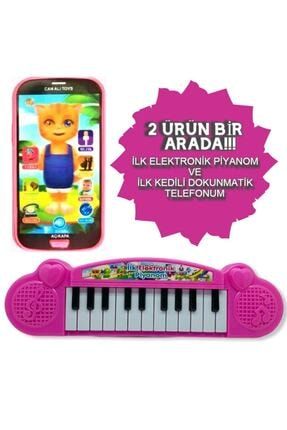 Türkçe Müzikli Hayvan Sesli Dokunmatik Pembe Telefon Ve 22 Tuşlu Sesli Elektronik Pembe Piyano pmbtlfpmbpyn