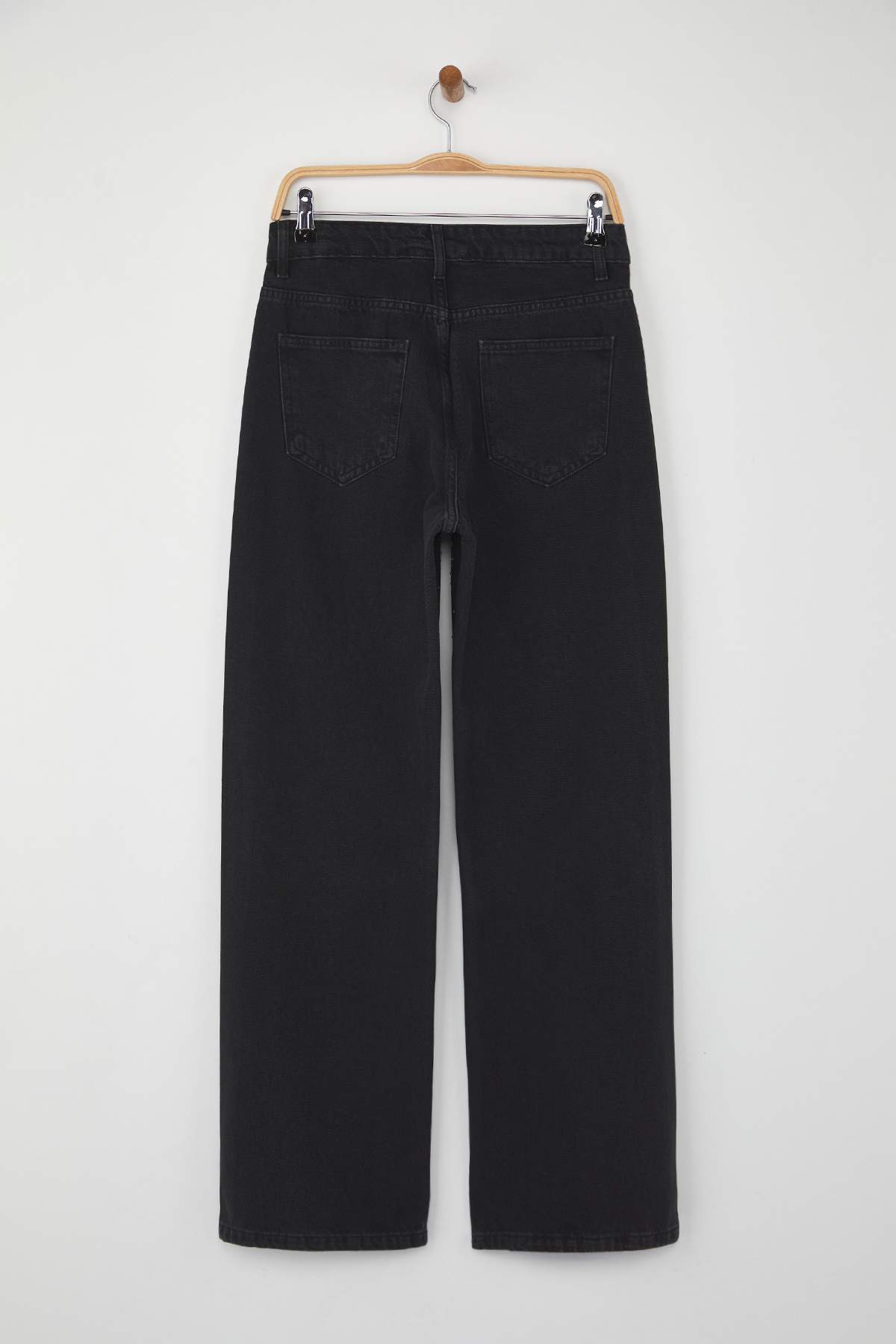 Trendyolmilla  Siyah Yüksek Bel Taş Detaylı Geniş Paça Wide Leg Jeans TWOAW26JE00116 - Görsel 6